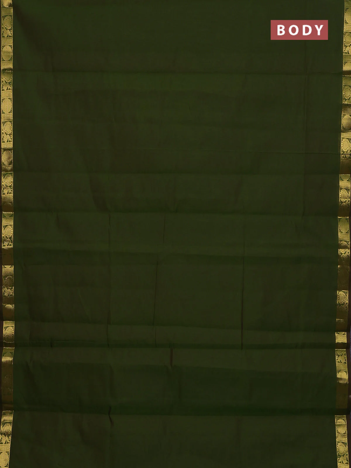 10 Yards poly cotton saree mehendi green and deep maroon with plain border and annam zari woven border - Image 2
