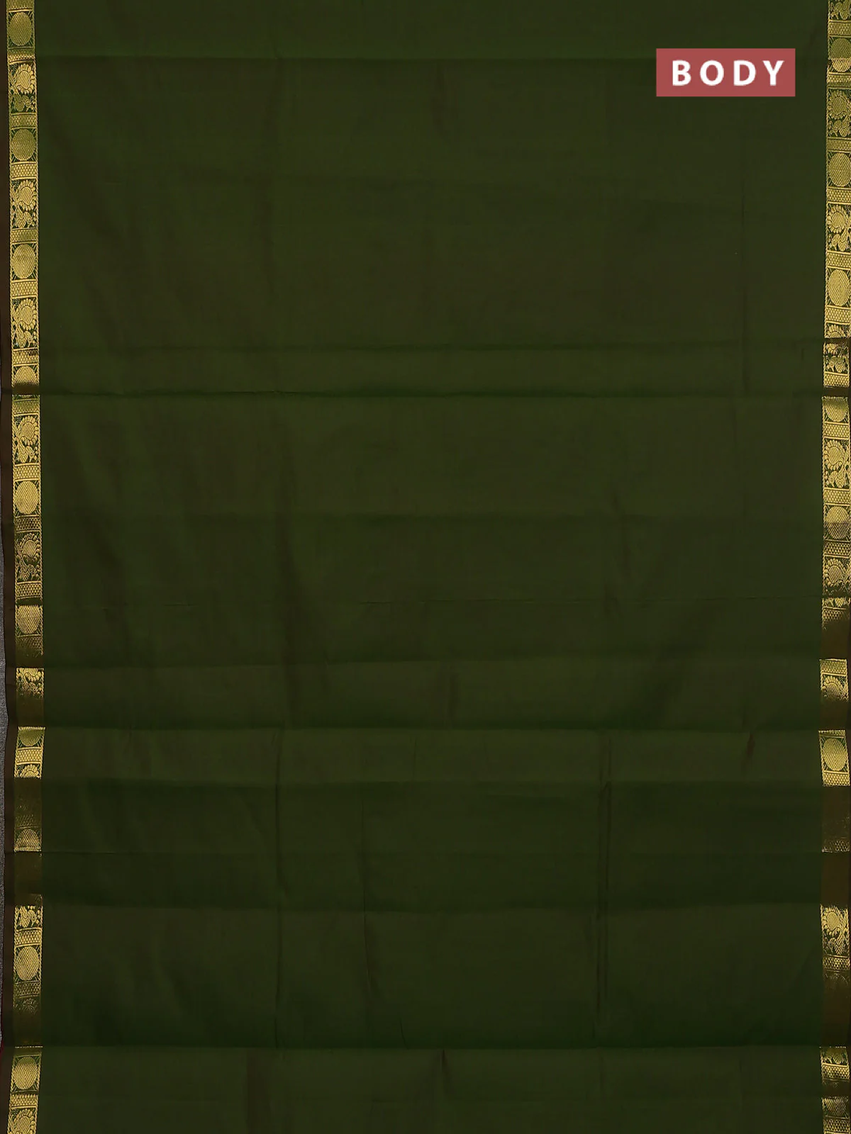 10 Yards semi silk saree sap green and maroon with plain body and annam zari woven border - Image 2