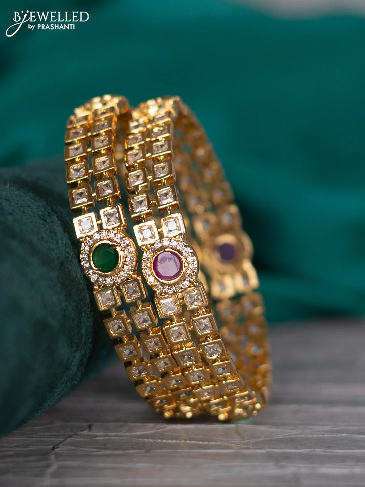 Antique bangle with kemp and cz stones