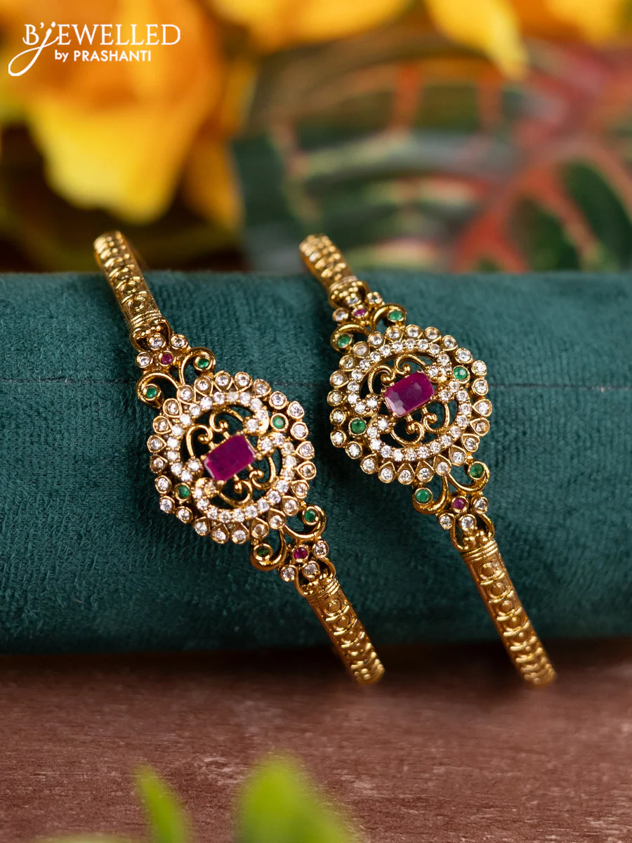 Antique bangles with kemp and cz stones