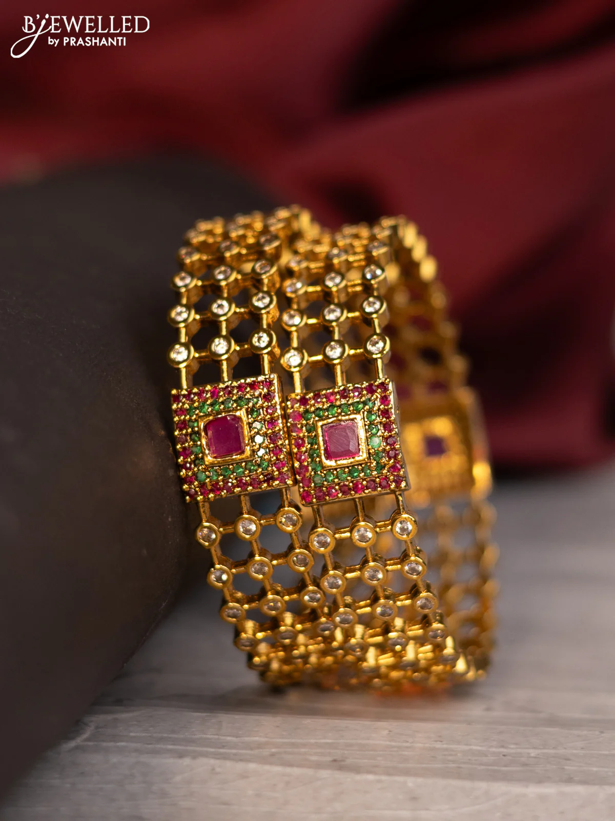 Antique bangles with kemp and cz stones