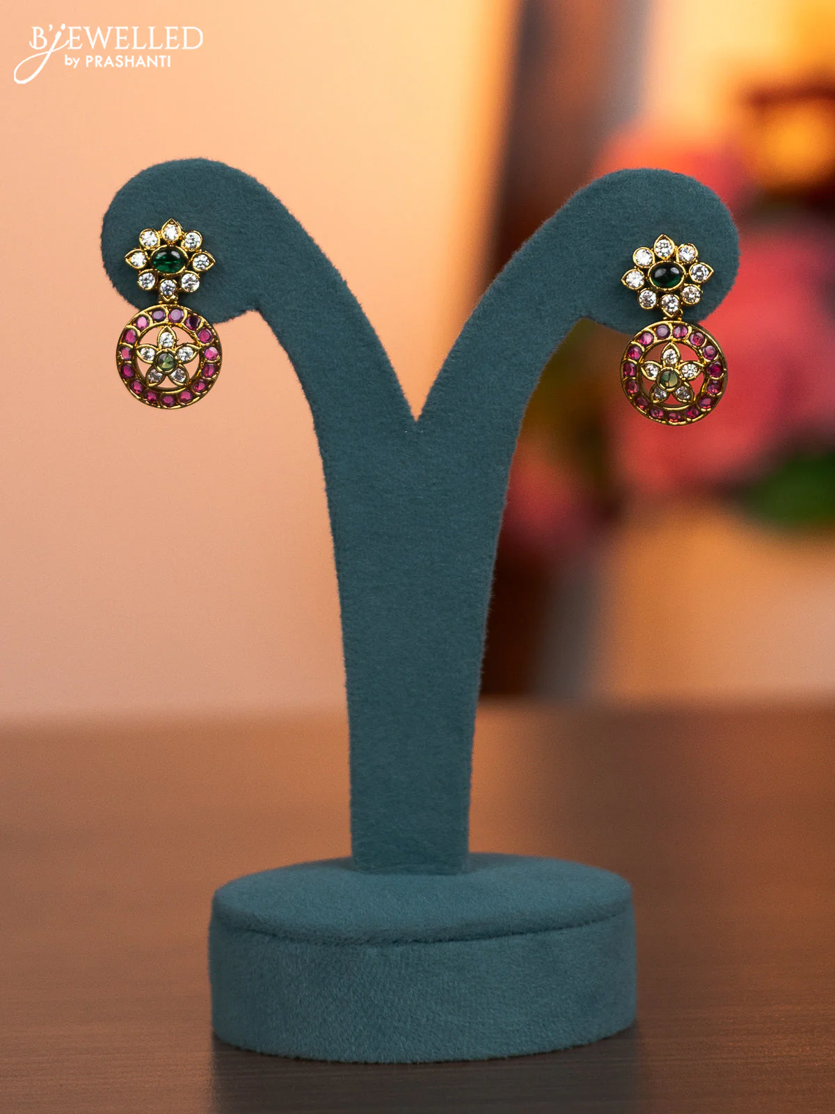 Antique bottumala haaram with kemp and cz stones - Image 2