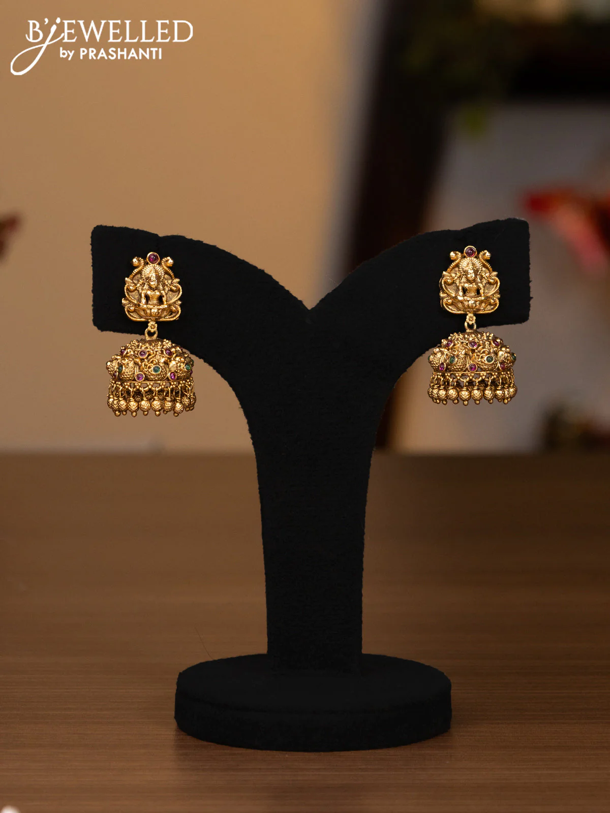 Antique haaram kemp stones with lakshmi kasu design - Image 2
