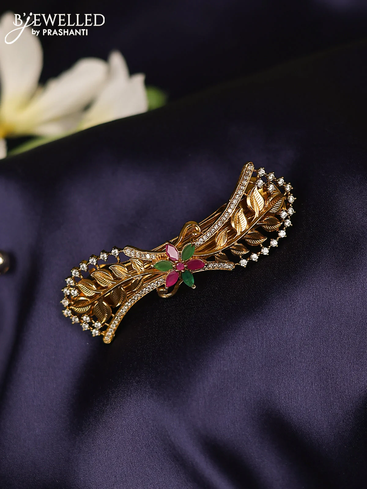 Antique hair clips medium size with kemp and cz stones