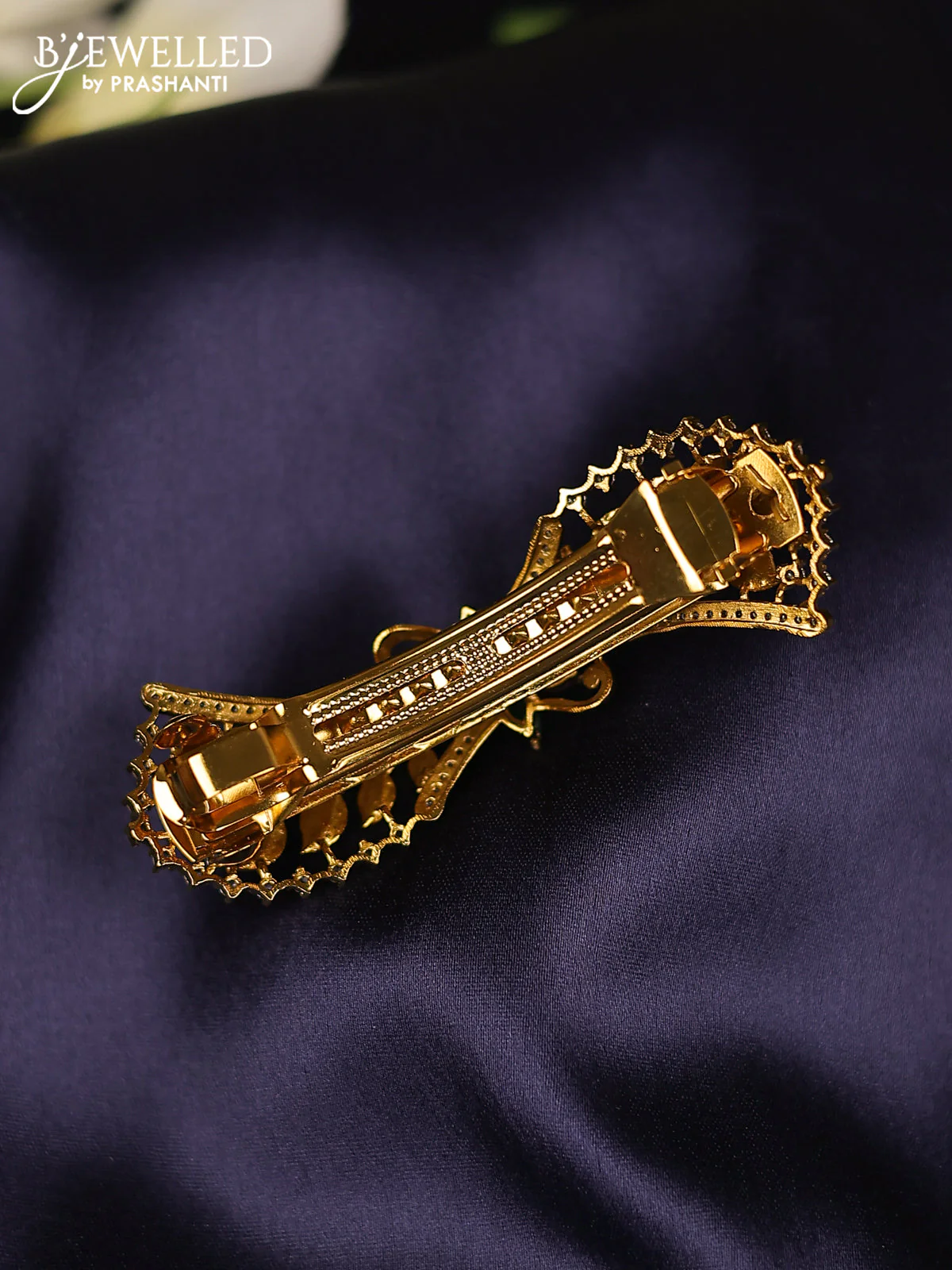 Antique hair clips medium size with kemp and cz stones - Image 2