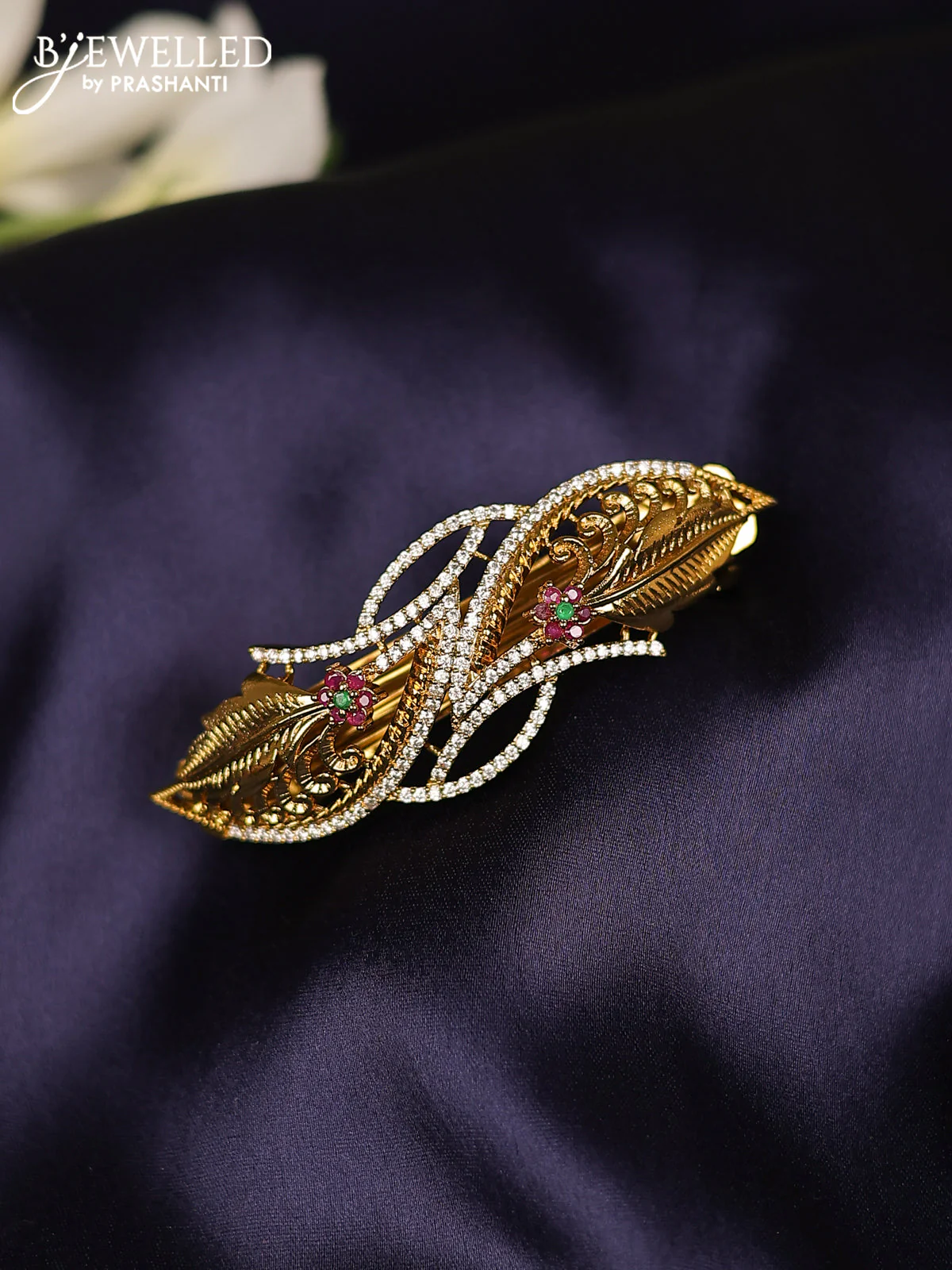 Antique hair clips medium size with kemp and cz stones