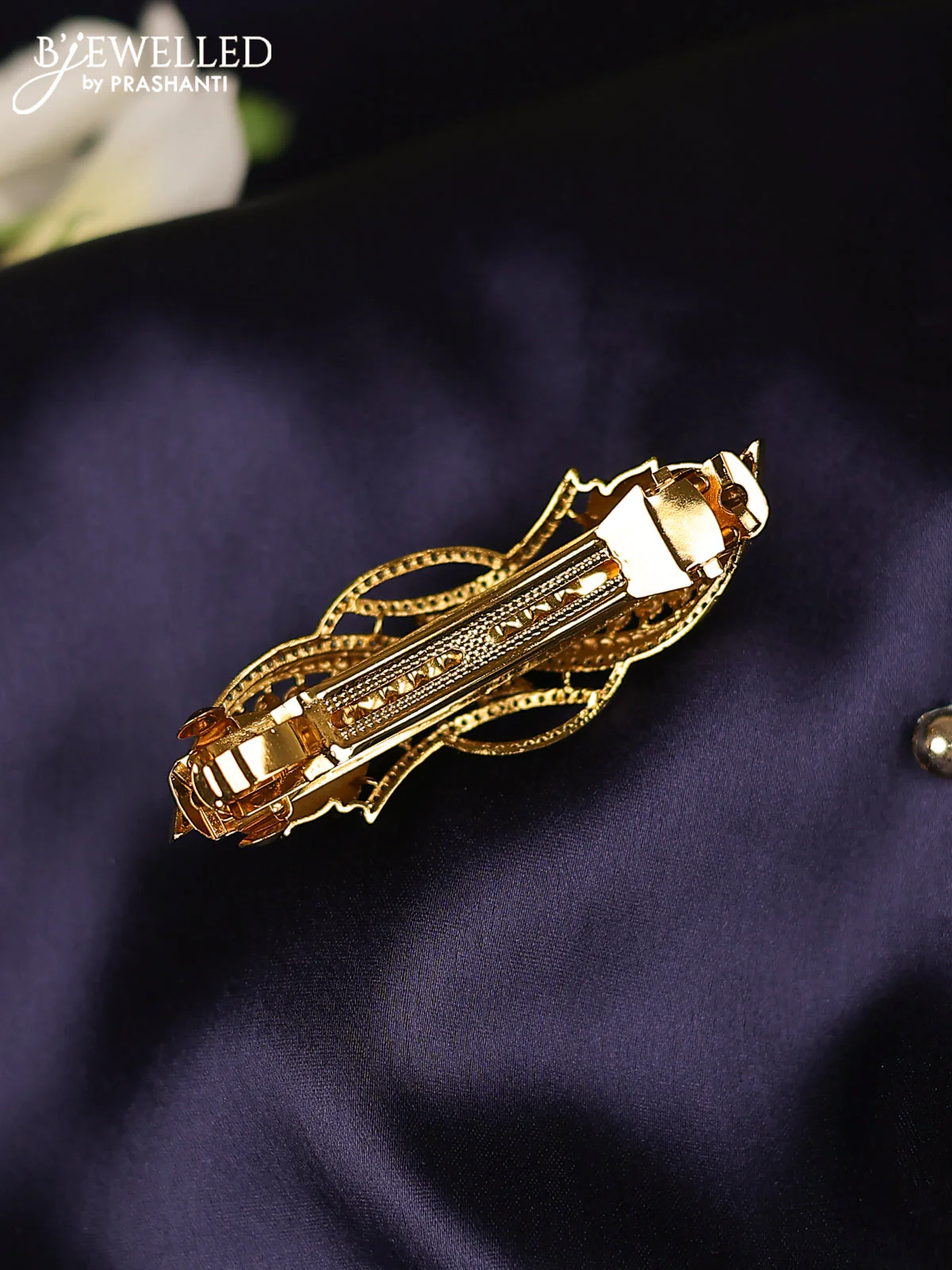 Antique hair clips medium size with kemp and cz stones - Image 2