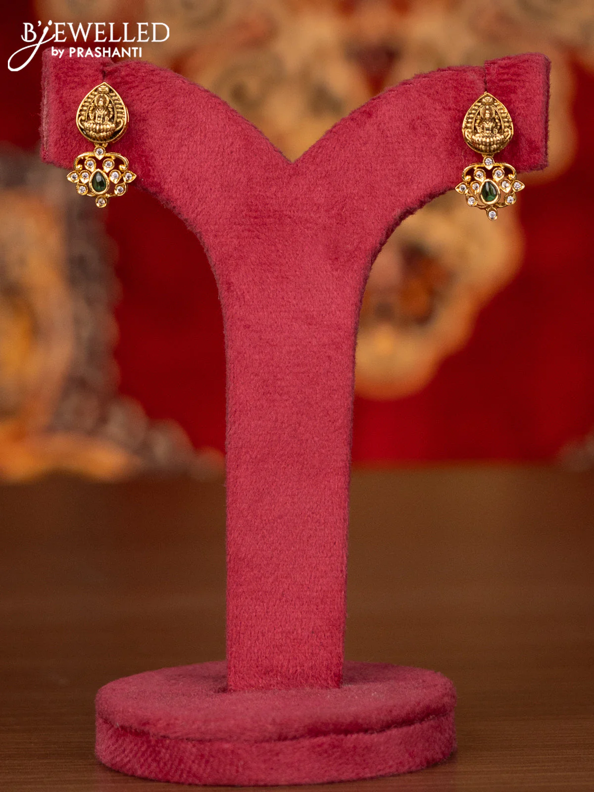 Antique haram lakshmi & peacock design with kemp and cz stone - Image 2