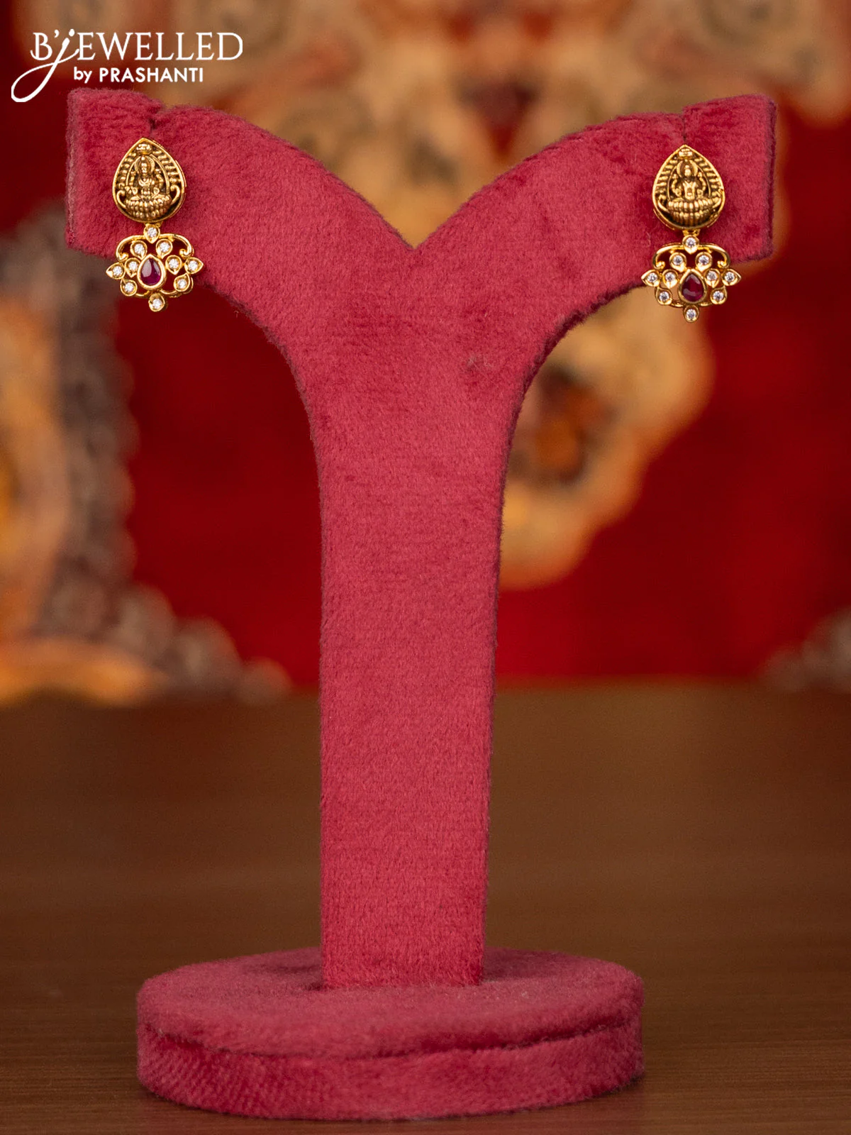 Antique haram lakshmi & peacock design with pink kemp and cz stone - Image 2
