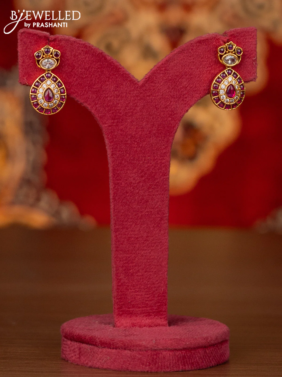Antique haram with pink kemp & cz stones and pearls - Image 2