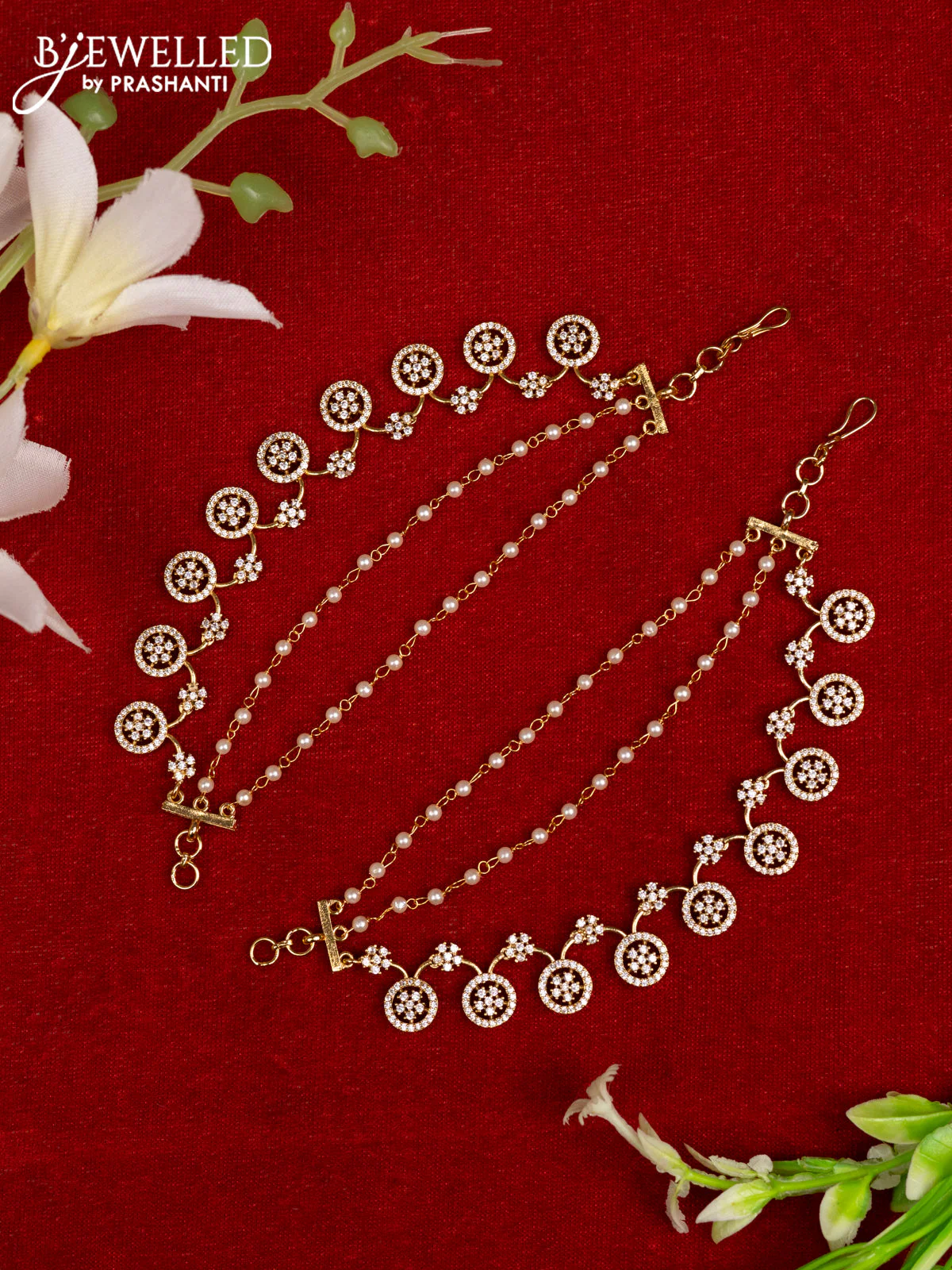 Antique mattal triple layer with cz stones