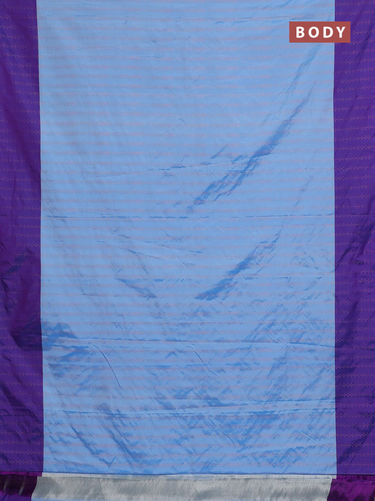 Arani semi silk saree blue and dual shade of violet with allover copper zari weaves and zari woven border - Image 2