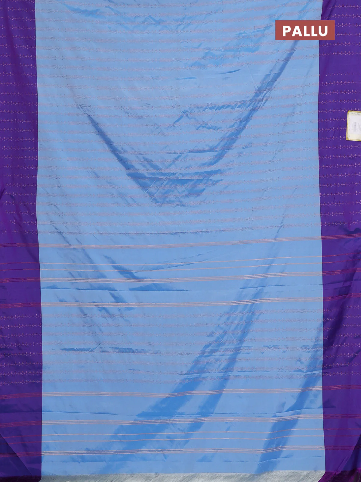 Arani semi silk saree blue and dual shade of violet with allover copper zari weaves and zari woven border - Image 3