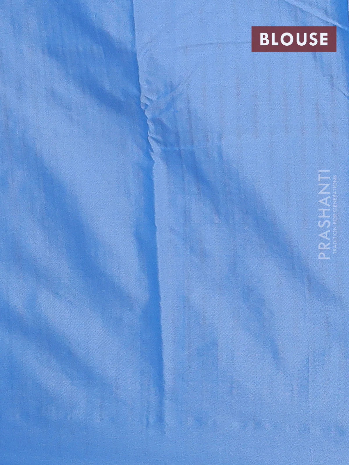 Arani semi silk saree blue shade with copper zari woven buttas in borderless style - Image 4