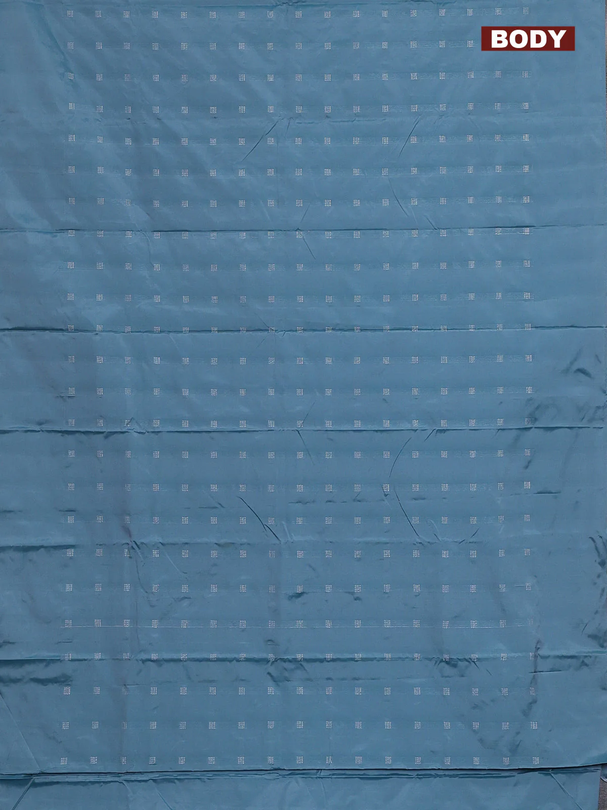 Arani semi silk saree blue shade with silver zari woven buttas in borderless style - Image 2