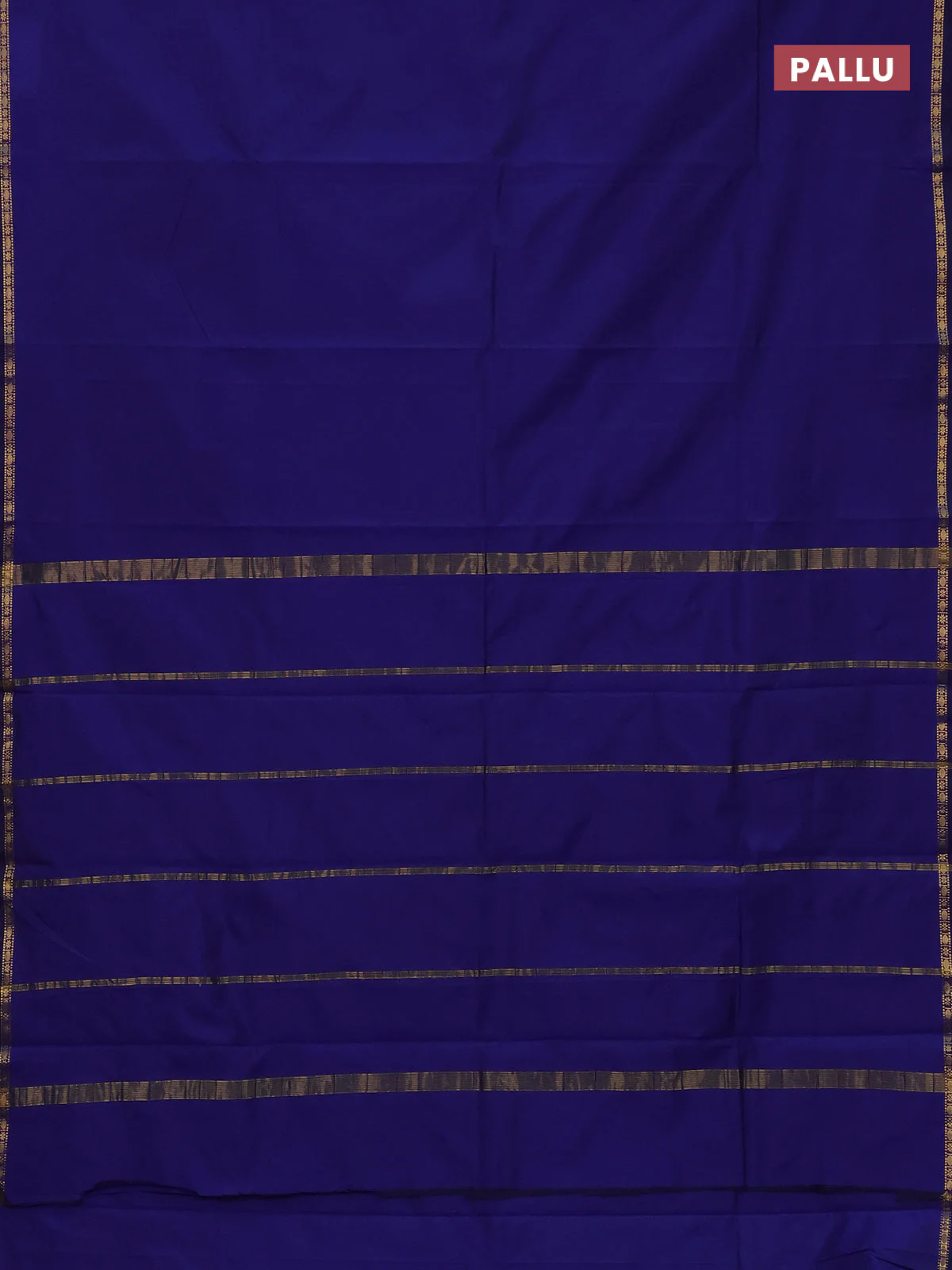 Arani semi silk saree blue with plain body and small zari woven border - Image 3