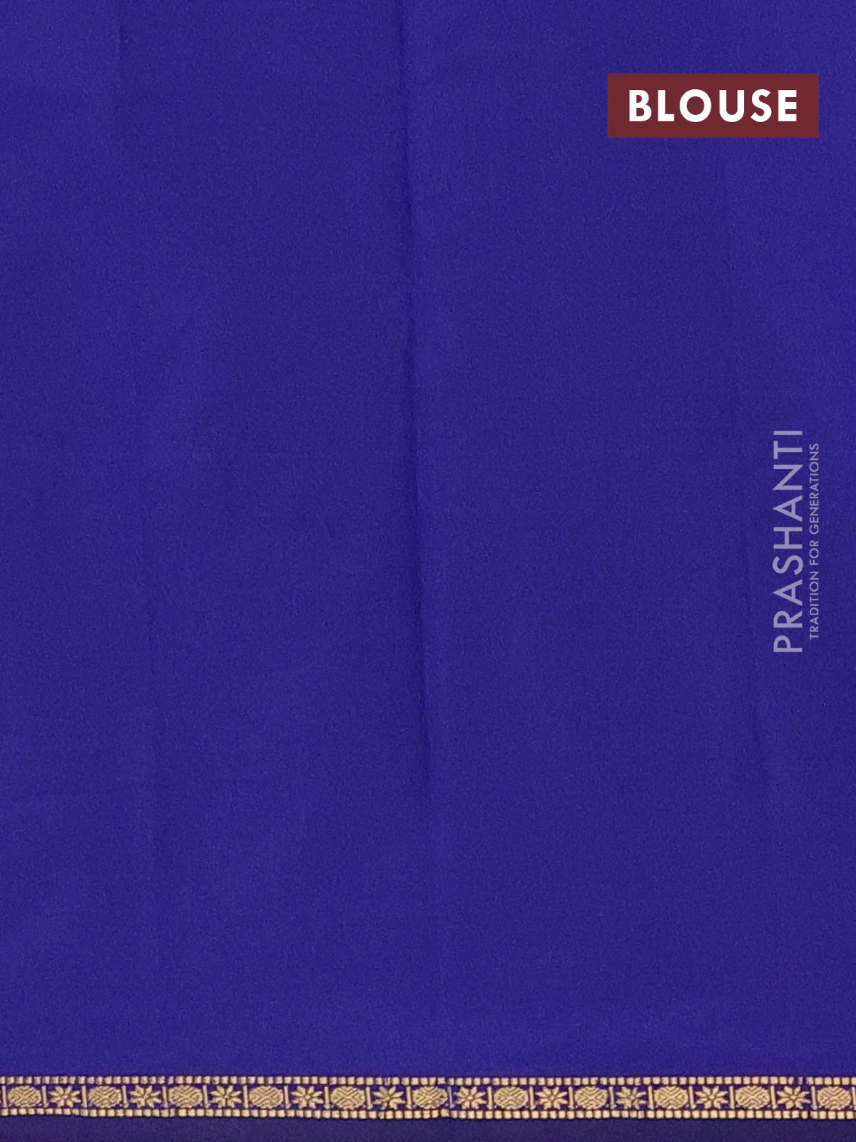 Arani semi silk saree blue with plain body and small zari woven border - Image 4