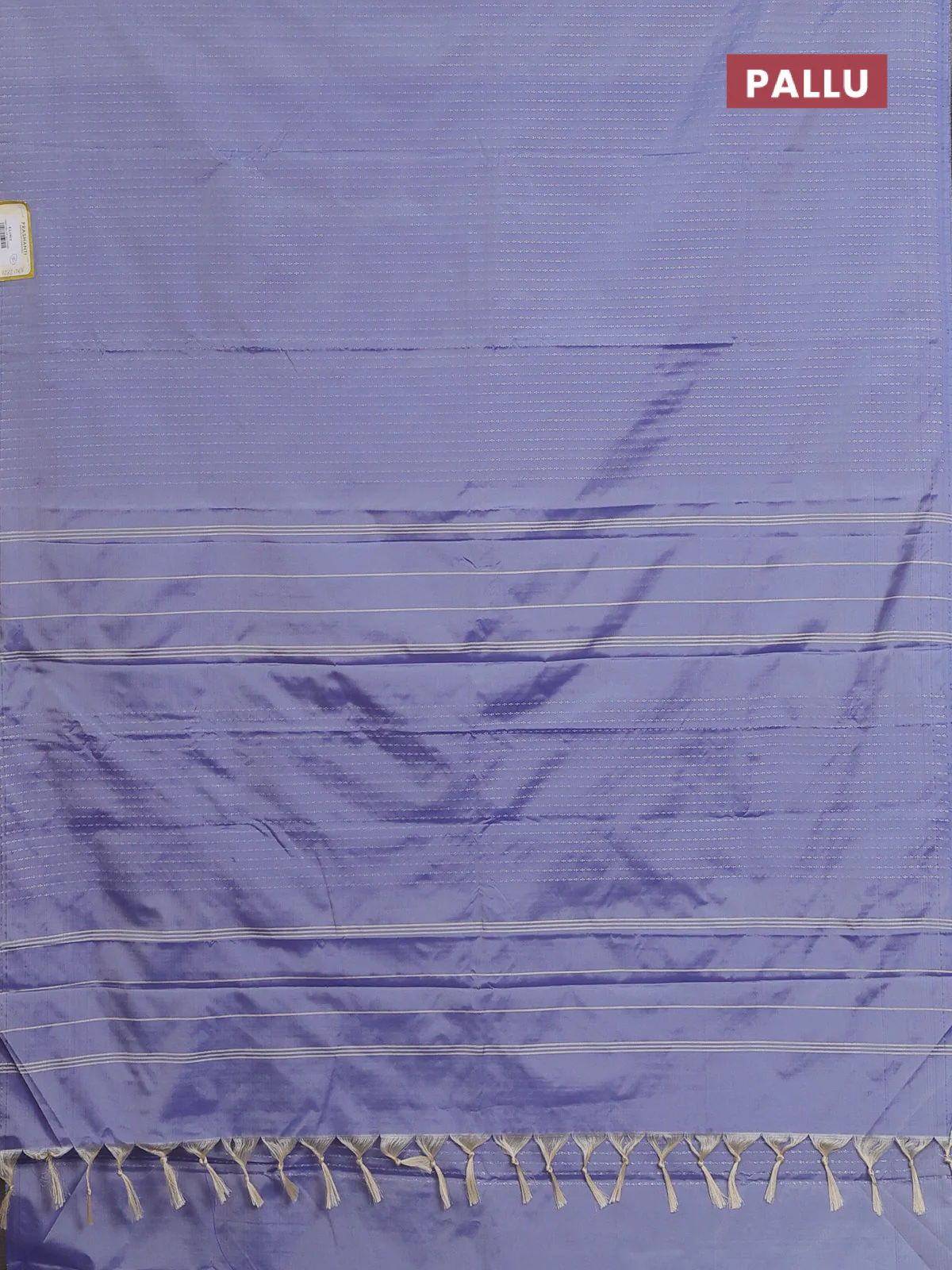 Arani semi silk saree bluish grey with allover silver zari weaves in borderless style - Image 3