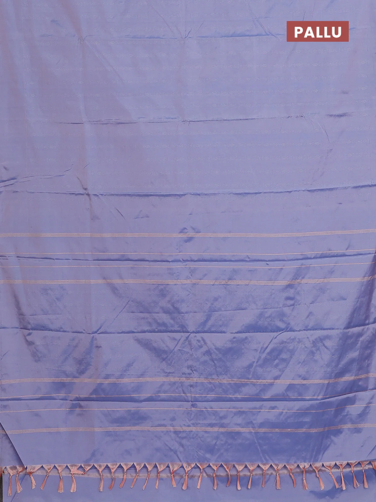 Arani semi silk saree bluish grey with allover silver zari weaves in borderless style - Image 3