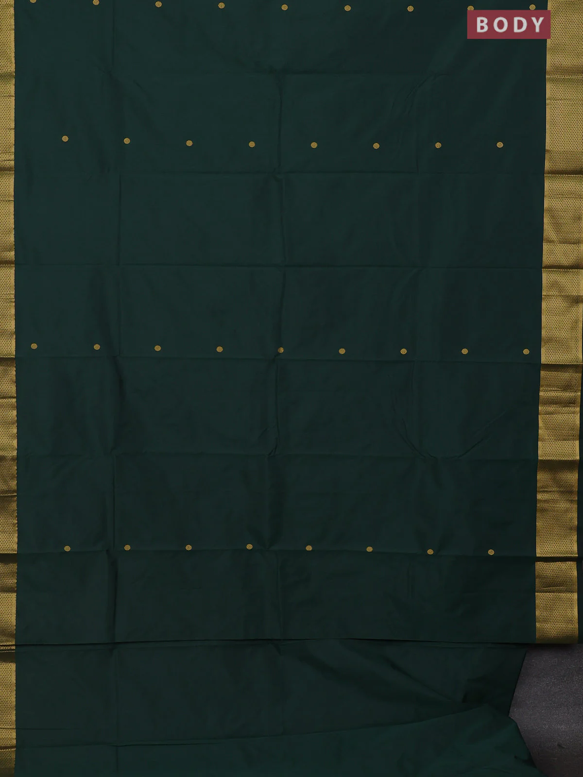 Arani semi silk saree bottle green with zari woven buttas and zari woven border - Image 2