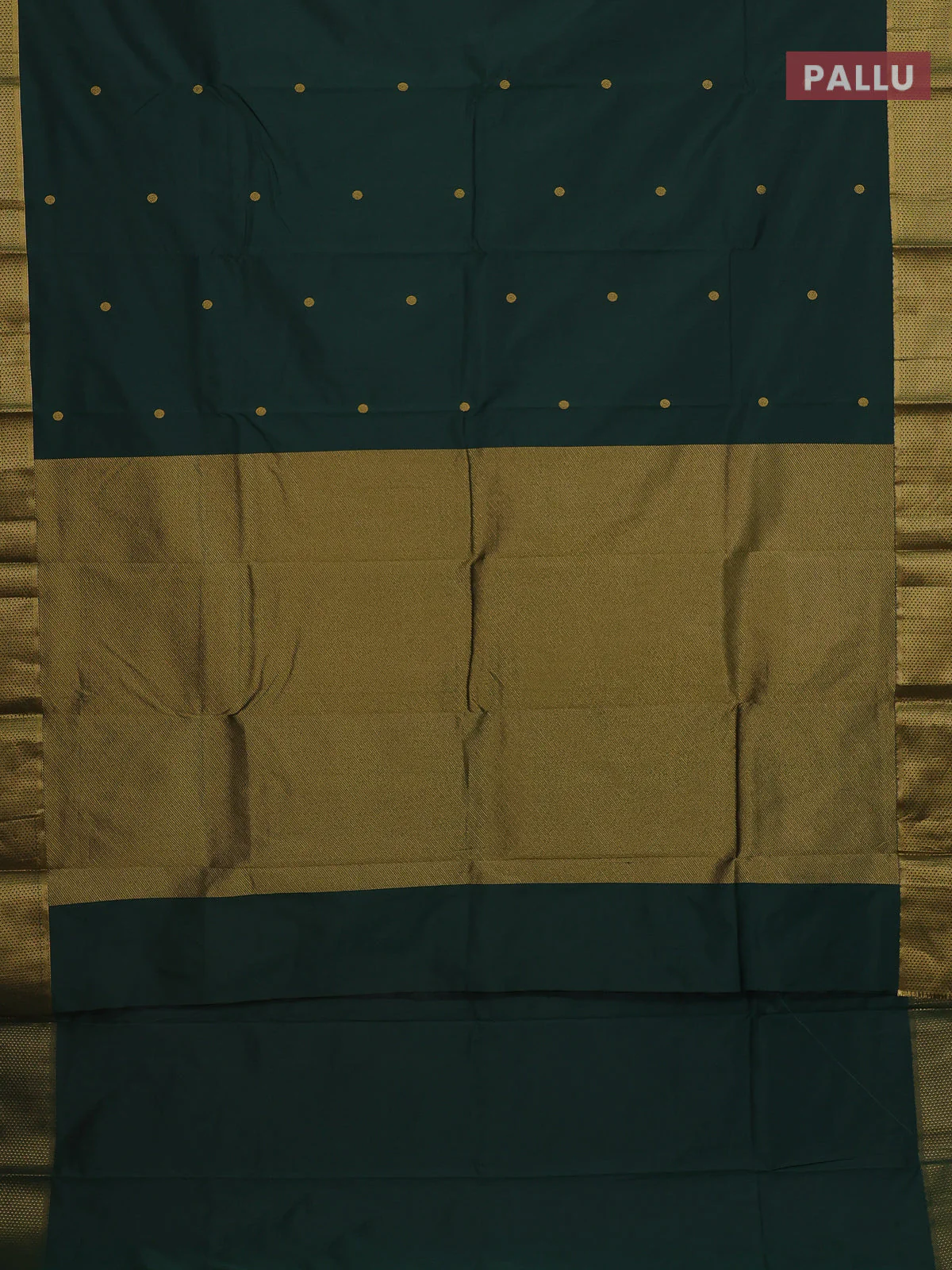 Arani semi silk saree bottle green with zari woven buttas and zari woven border - Image 3
