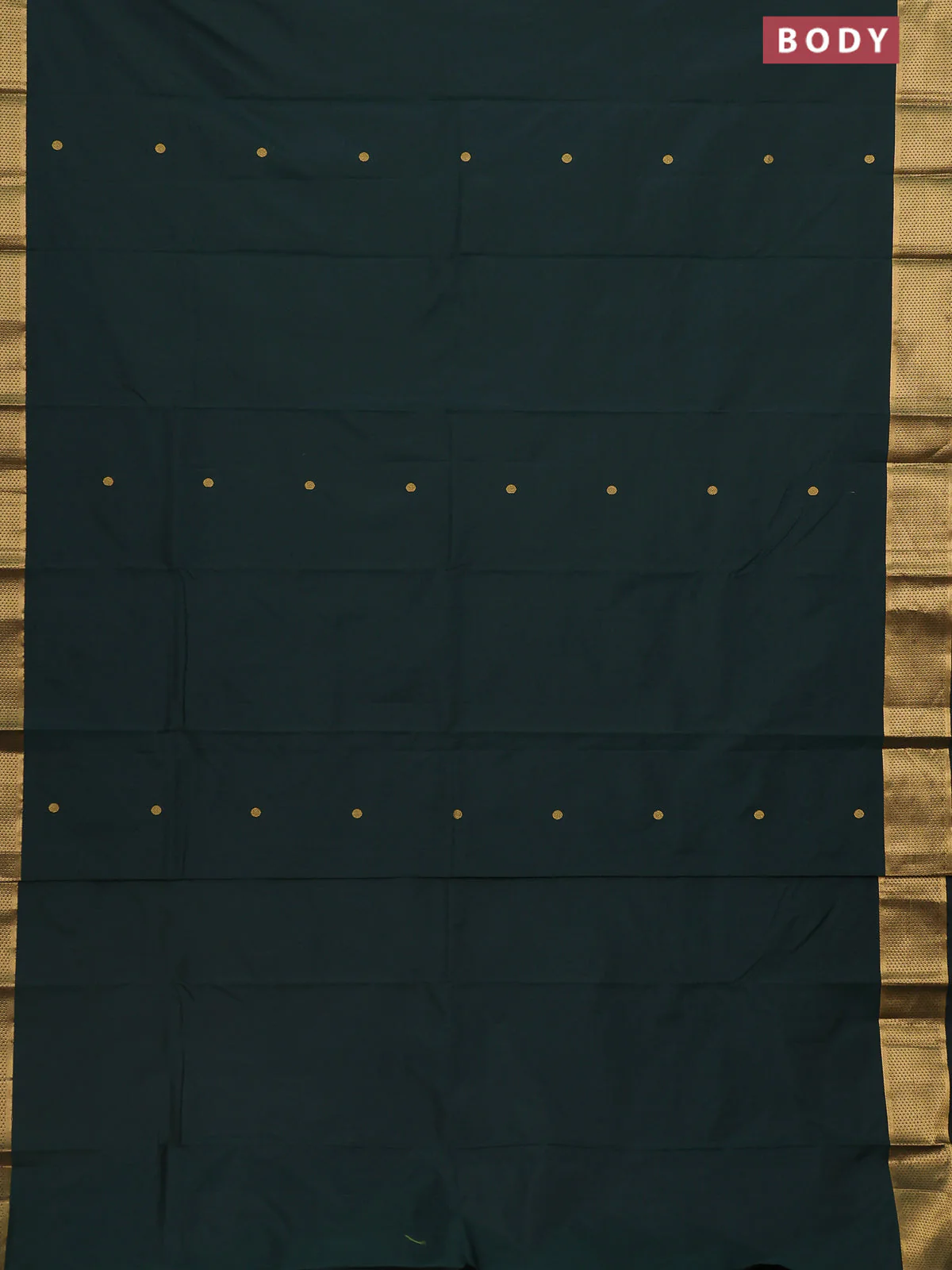 Arani semi silk saree bottle green with zari woven buttas and zari woven border - Image 2