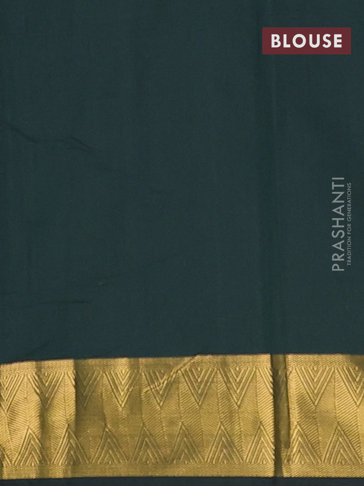Arani semi silk saree bottle green with zari woven thilak buttas and zari woven border - Image 4