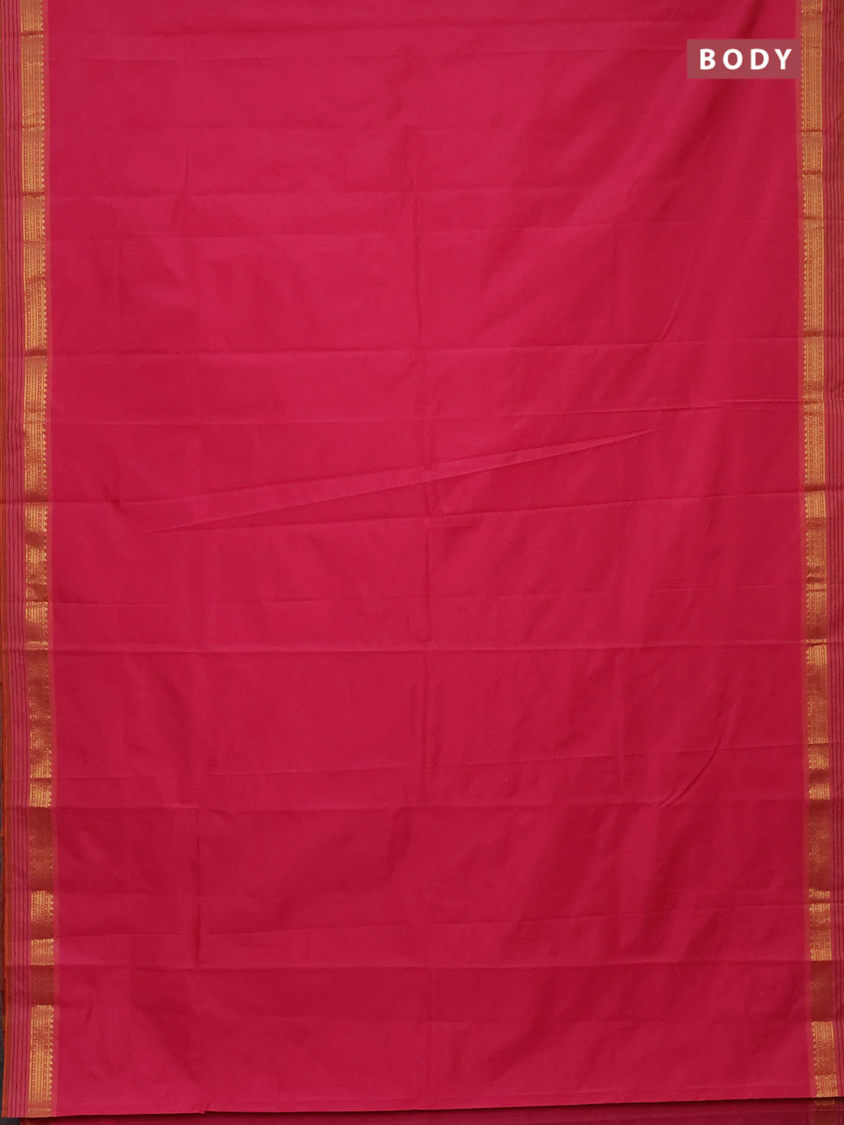 Arani semi silk saree candy pink and dual shade of yellow with plain body and zari woven simple border - Image 2