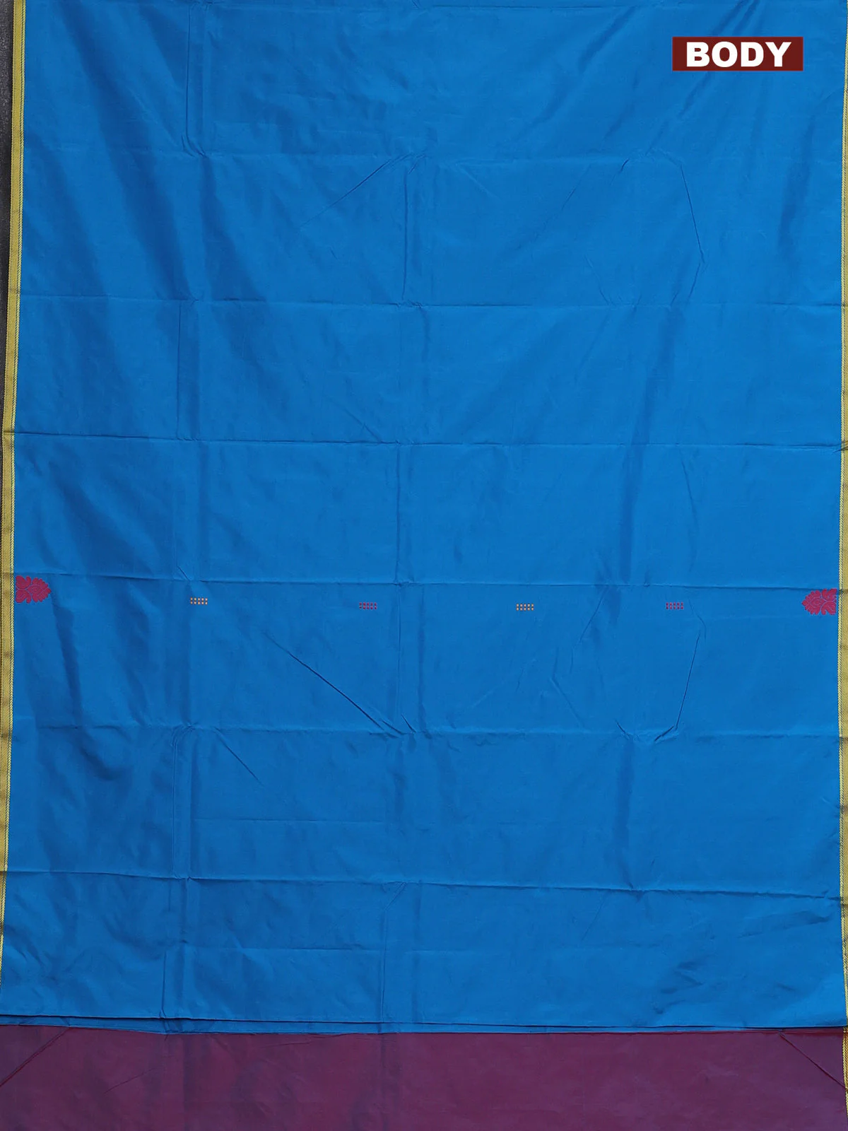 Arani semi silk saree cs blue and dual shade of maroon with thread woven buttas and thread woven butta border - Image 2