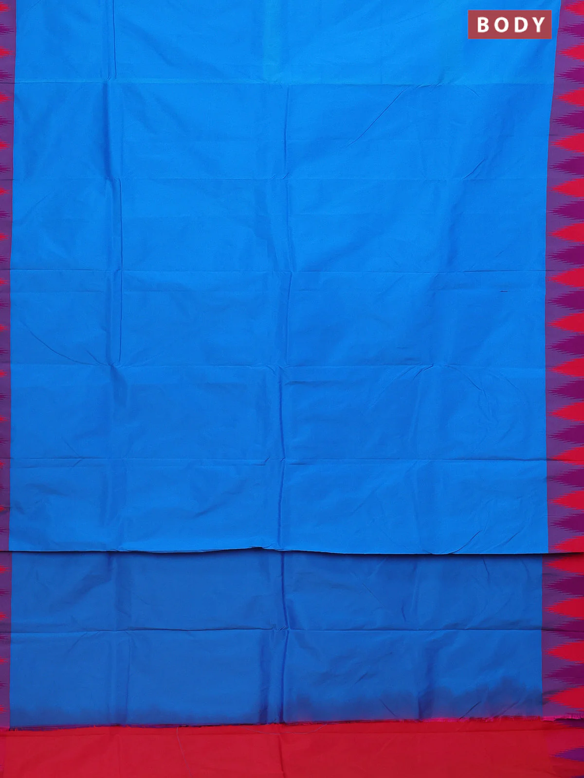 Arani semi silk saree cs blue and dual shade of purple with plain body and temple design border - Image 2