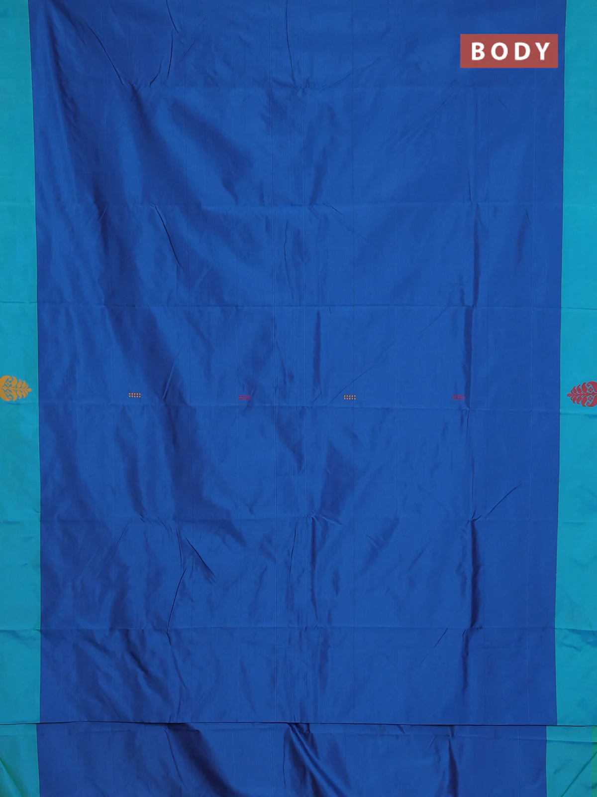 Arani semi silk saree cs blue and maroon with thread woven buttas and thread woven butta border - Image 2