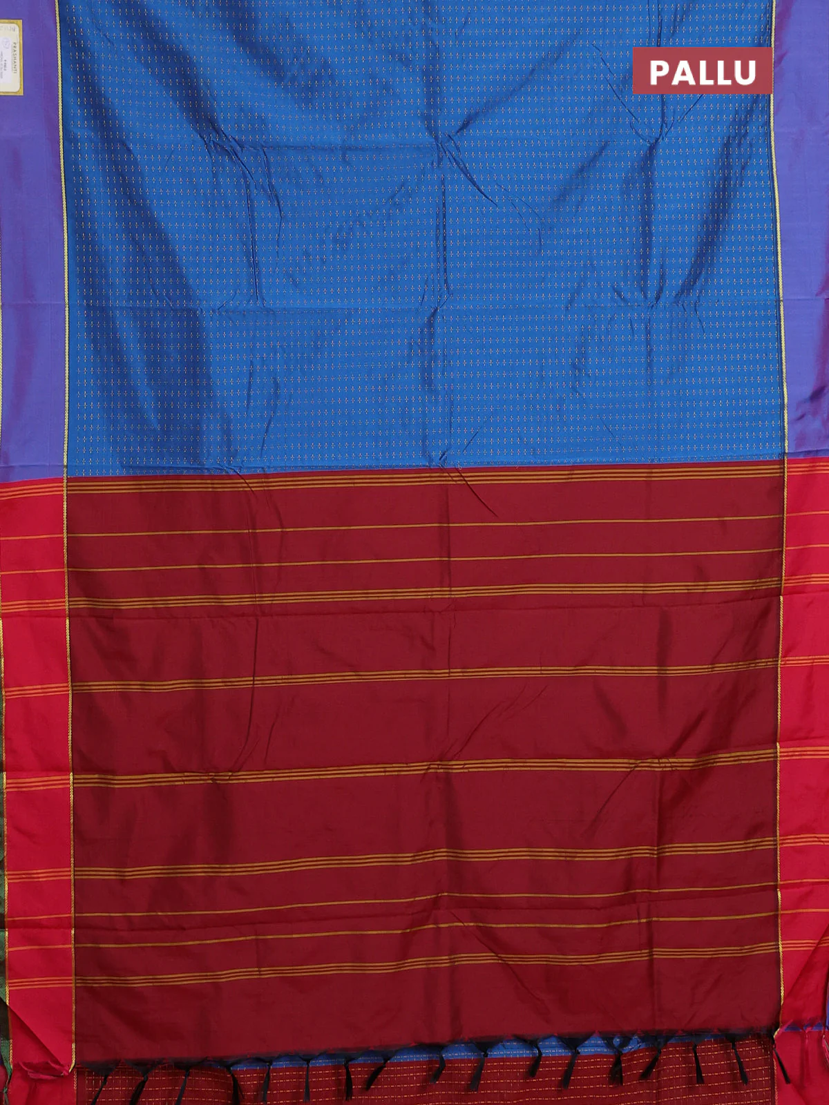 Arani semi silk saree cs blue and reddish pink with allover thread weaves and rettapet zari woven border` - Image 3