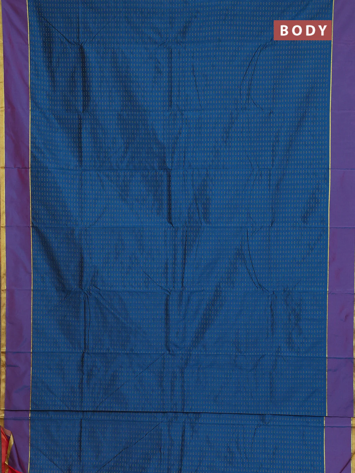Arani semi silk saree cs blue and reddish pink with allover thread weaves and rettapet zari woven border` - Image 2