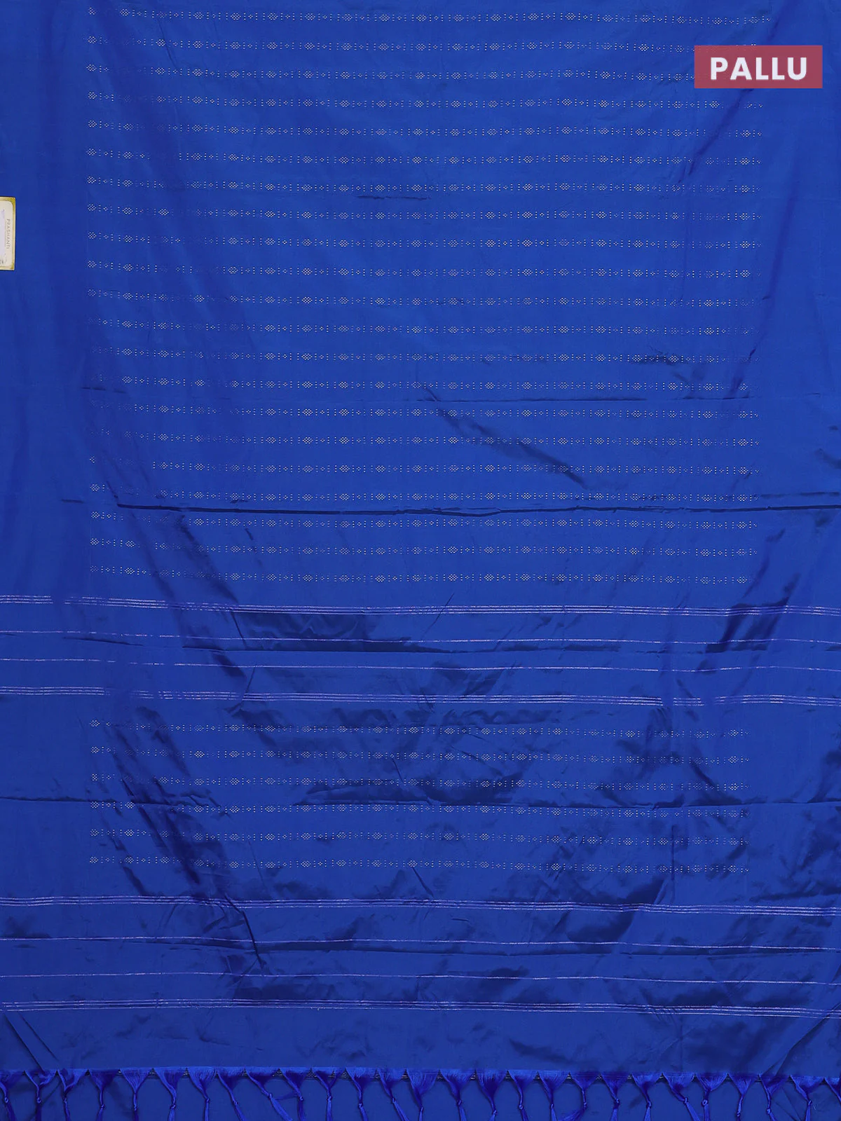 Arani semi silk saree cs blue with allover silver zari weaves in borderless style - Image 3