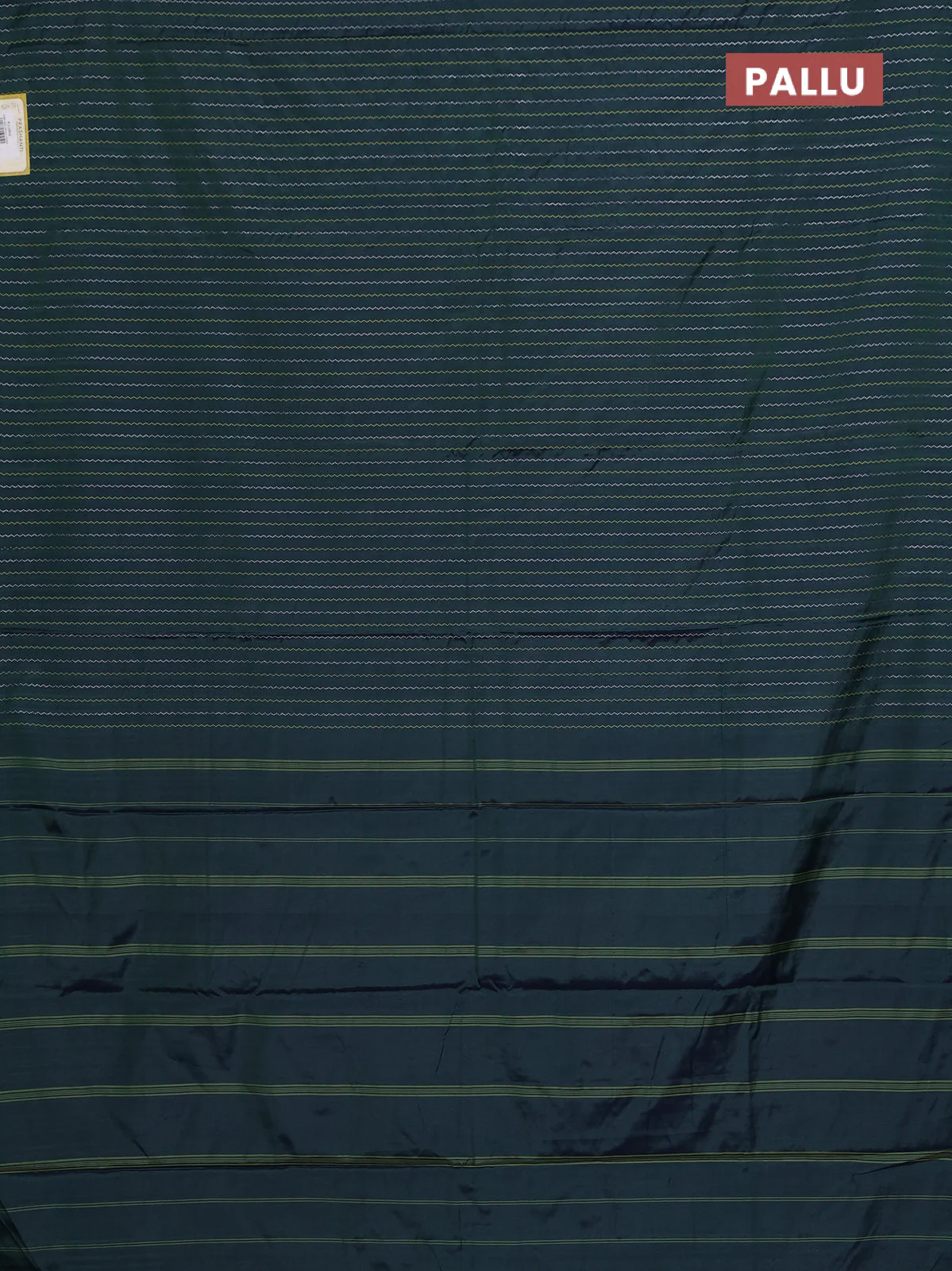 Arani semi silk saree dark green with allover thread & zari weaves in borderless style - Image 3