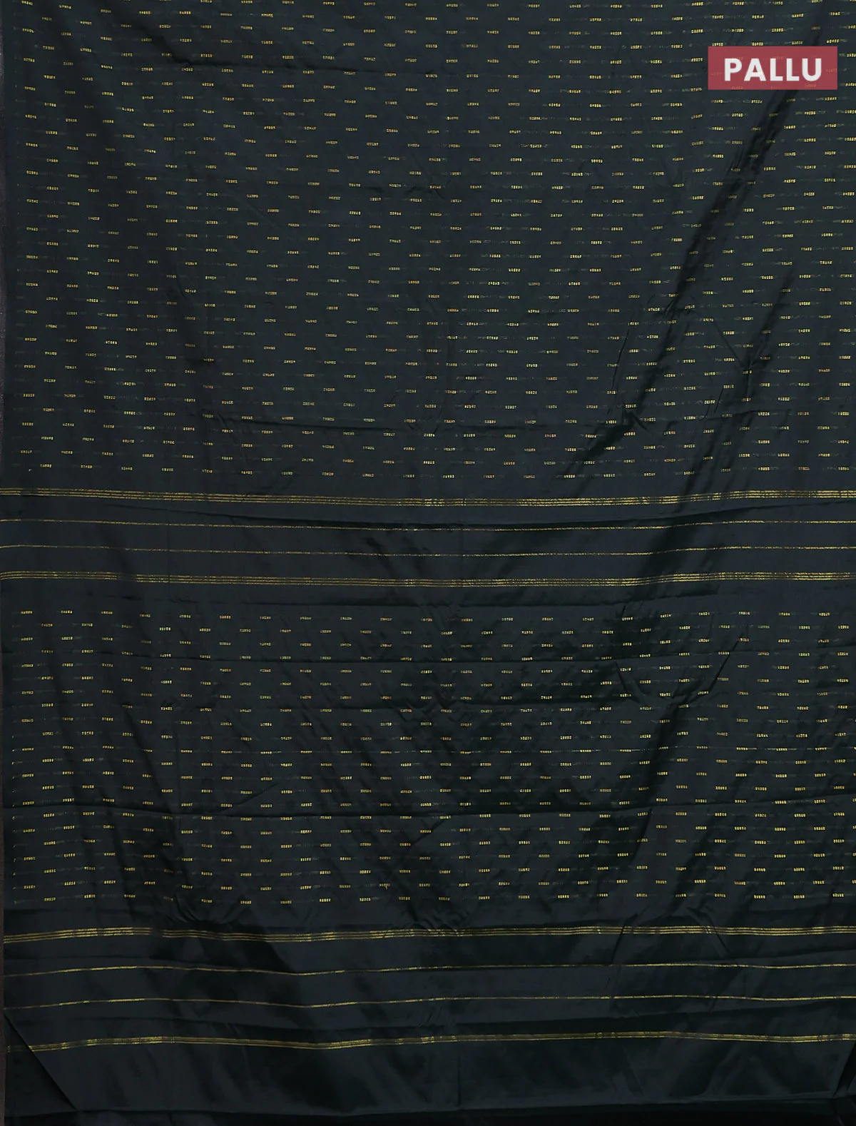 Arani semi silk saree dark green with zari woven buttas in borderless style - Image 3