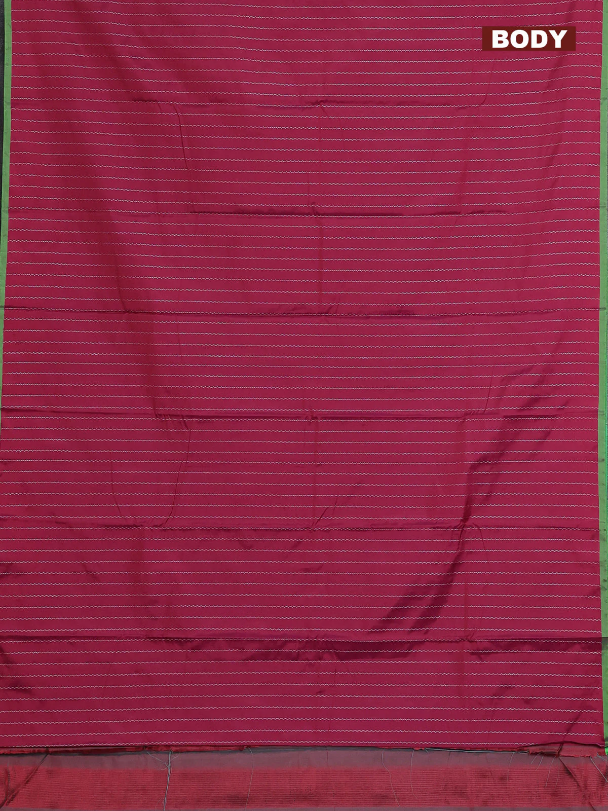 Arani semi silk saree dark magenta pink and green with allover silver zari weaves and piping border - Image 2
