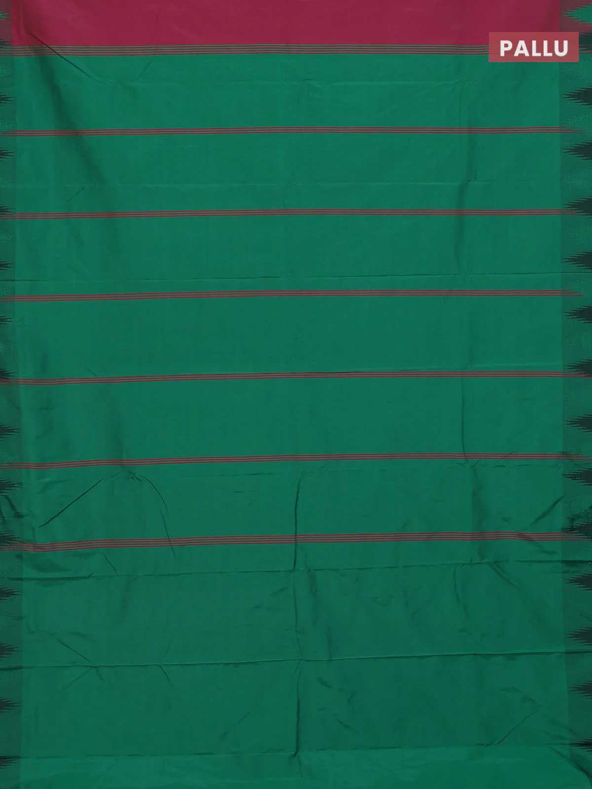 Arani semi silk saree dark magenta pink and green with plain body and temple design border - Image 3