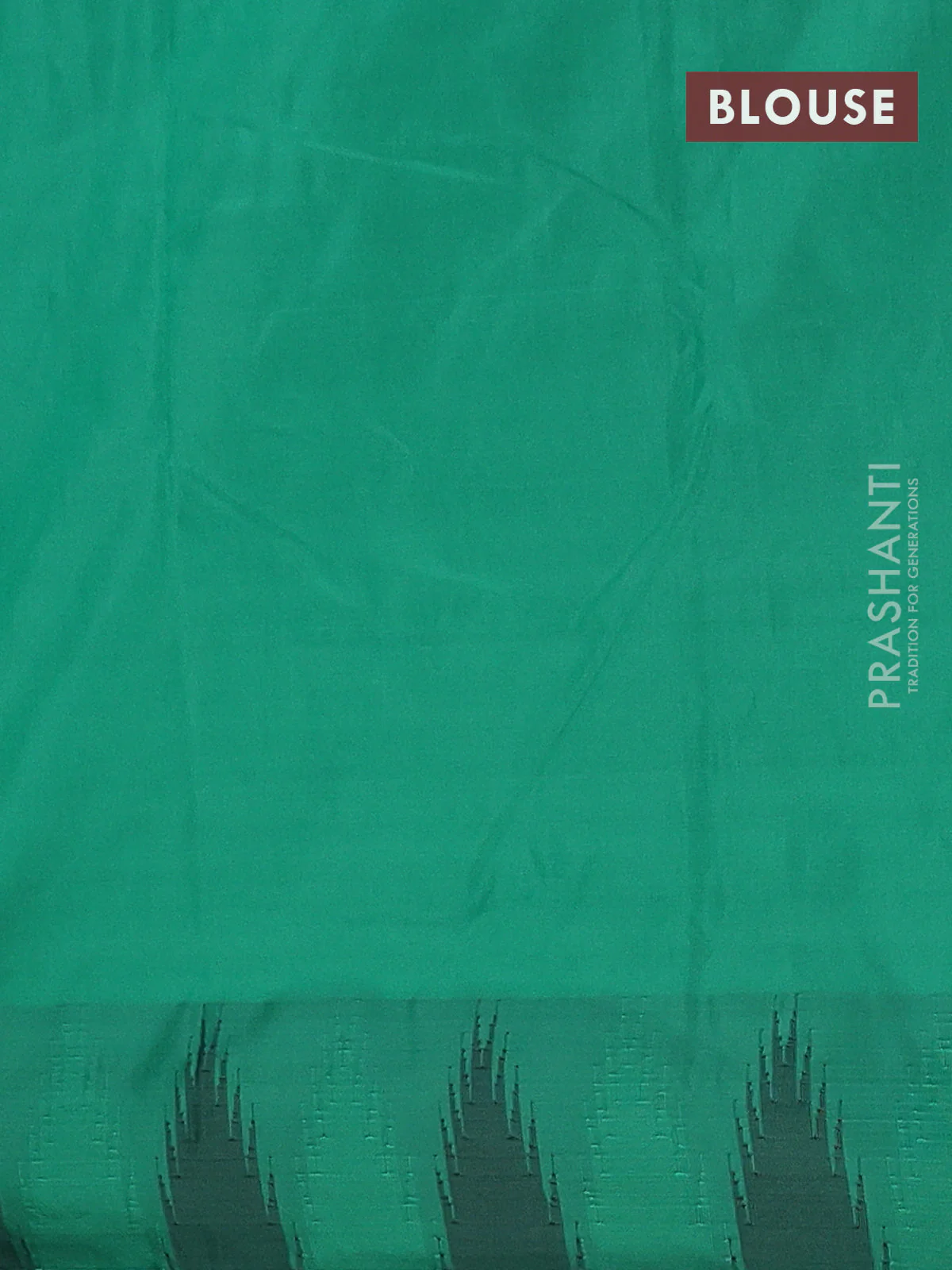 Arani semi silk saree dark magenta pink and green with plain body and temple design border - Image 4