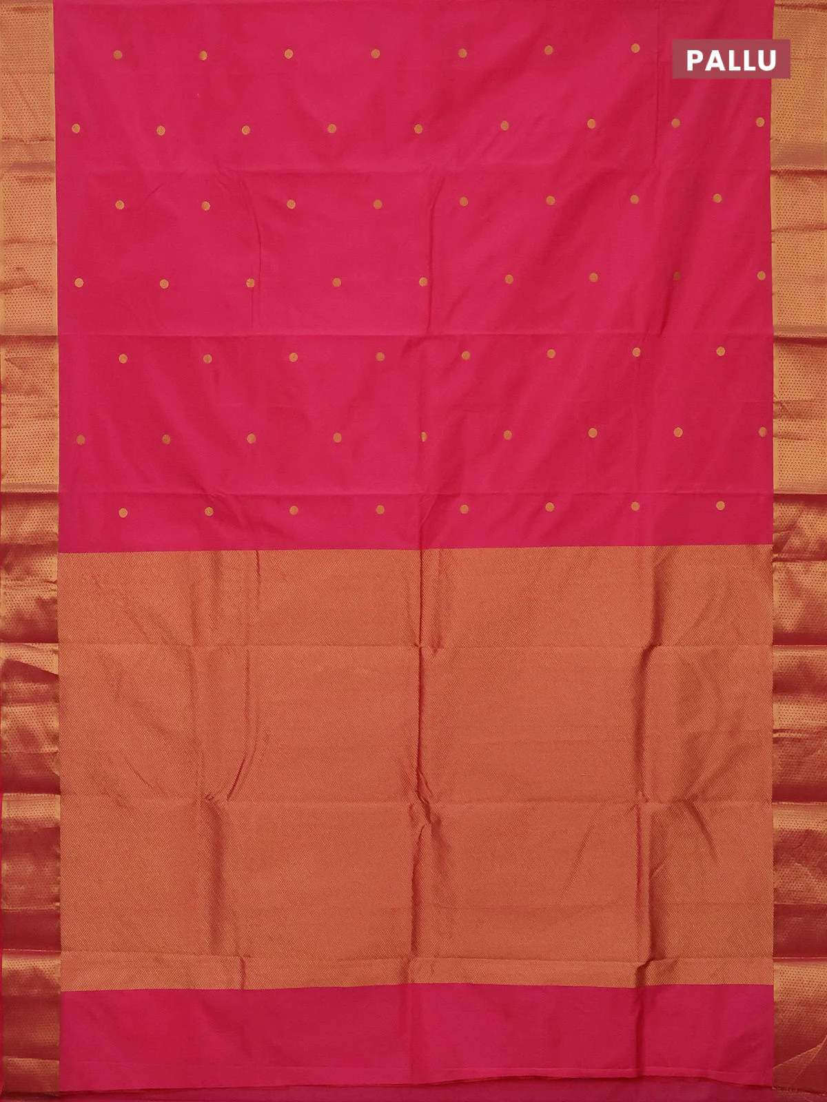 Arani semi silk saree dark peach pink with zari woven buttas and zari woven border - Image 3