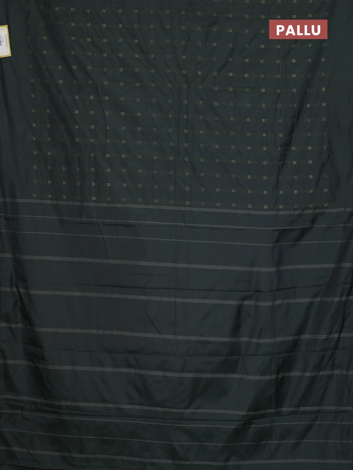 Arani semi silk saree dark sap green with allover zari weaves in borderless style - Image 3