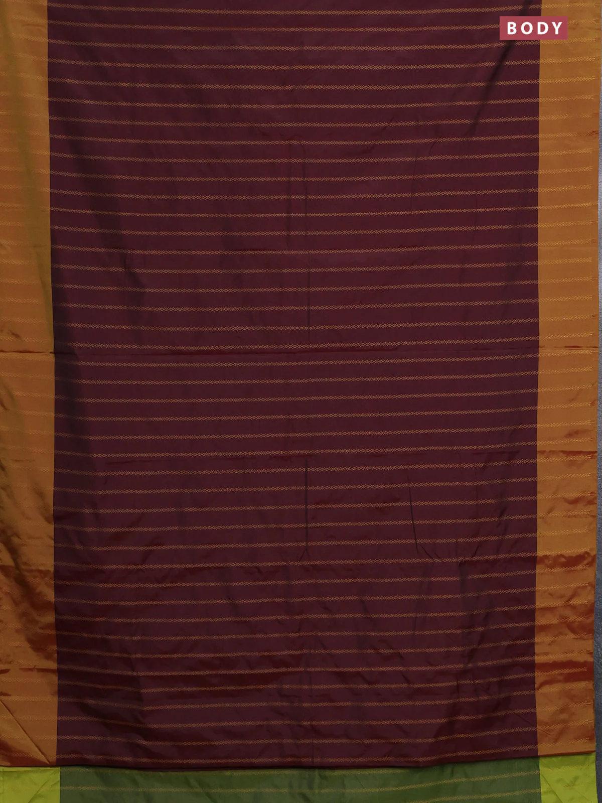 Arani semi silk saree deep maroon and light green with allover zari weaves and zari woven border - Image 2