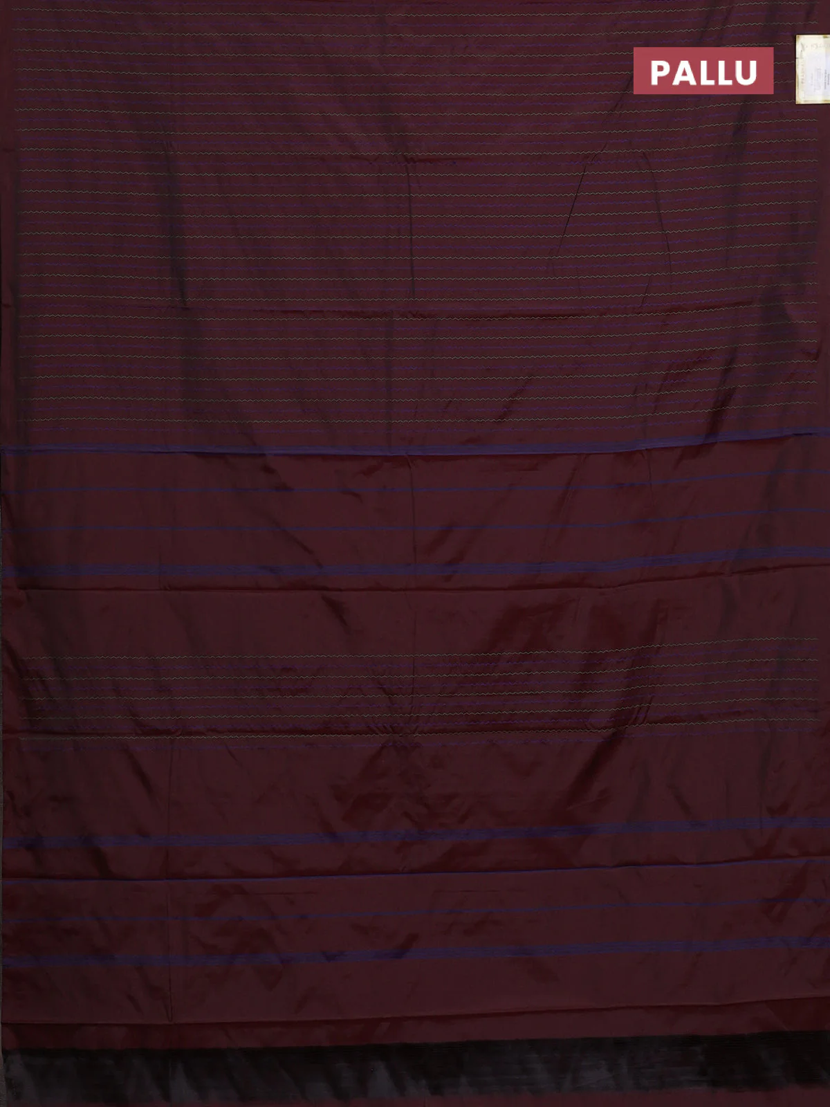 Arani semi silk saree deep maroon with allover thread weaves in borderless style - Image 3