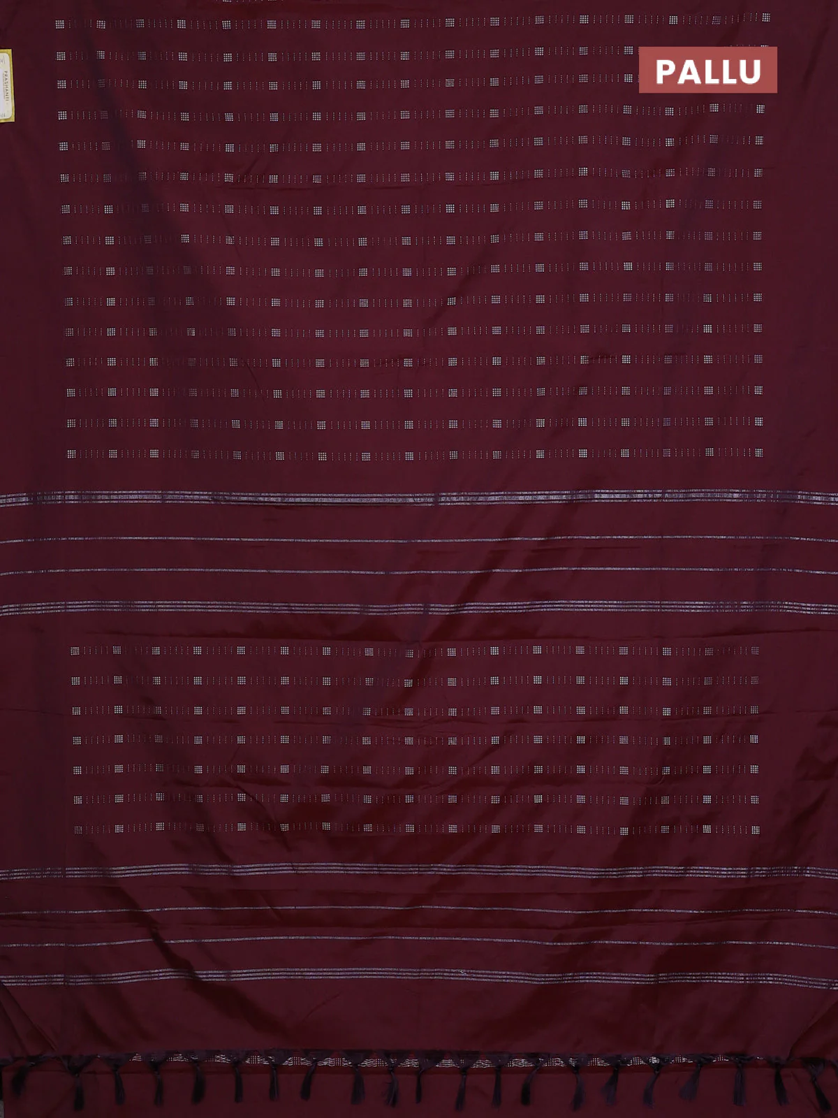 Arani semi silk saree deep maroon with allover zari weaves in borderless style - Image 3
