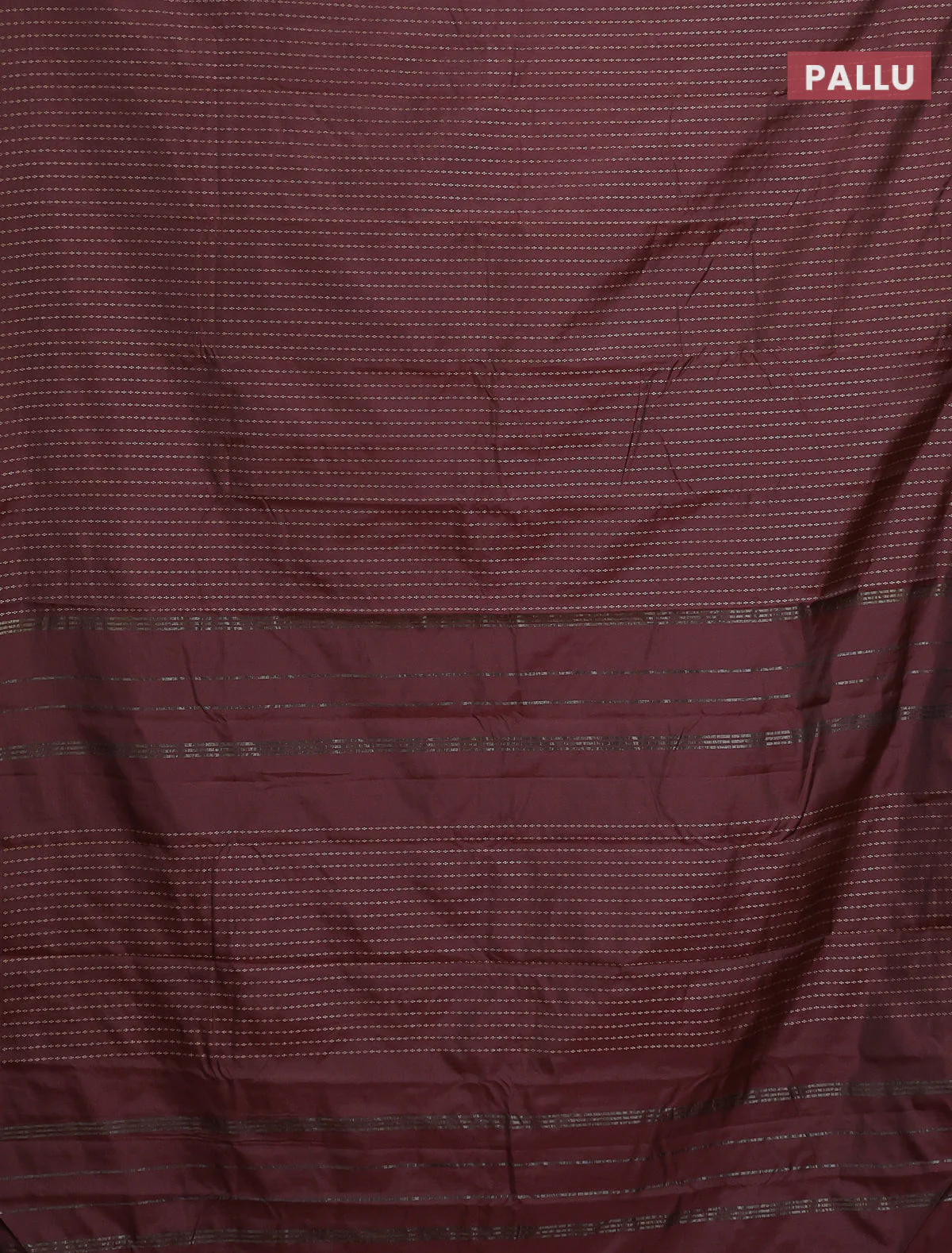 Arani semi silk saree deep maroon with allover zari weaves in borderless style - Image 3
