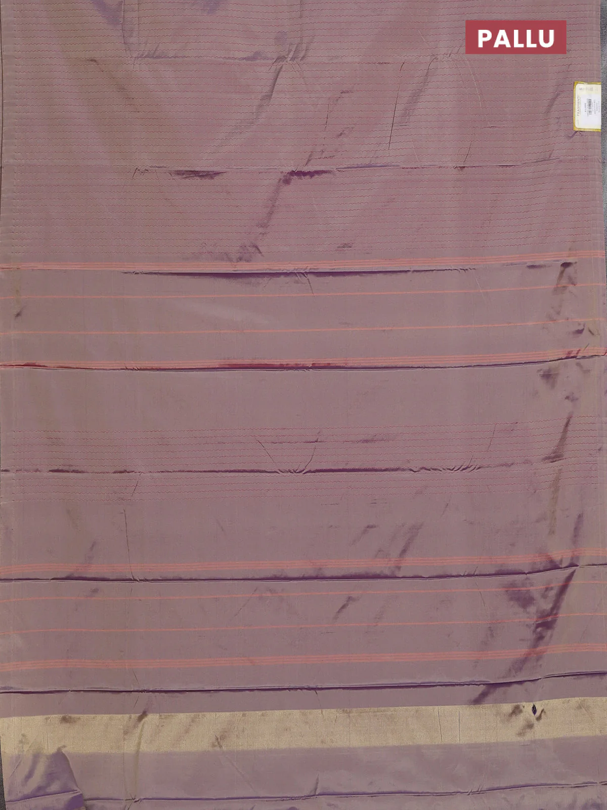 Arani semi silk saree dual shade of beige with allover thread weaves in borderless style - Image 3