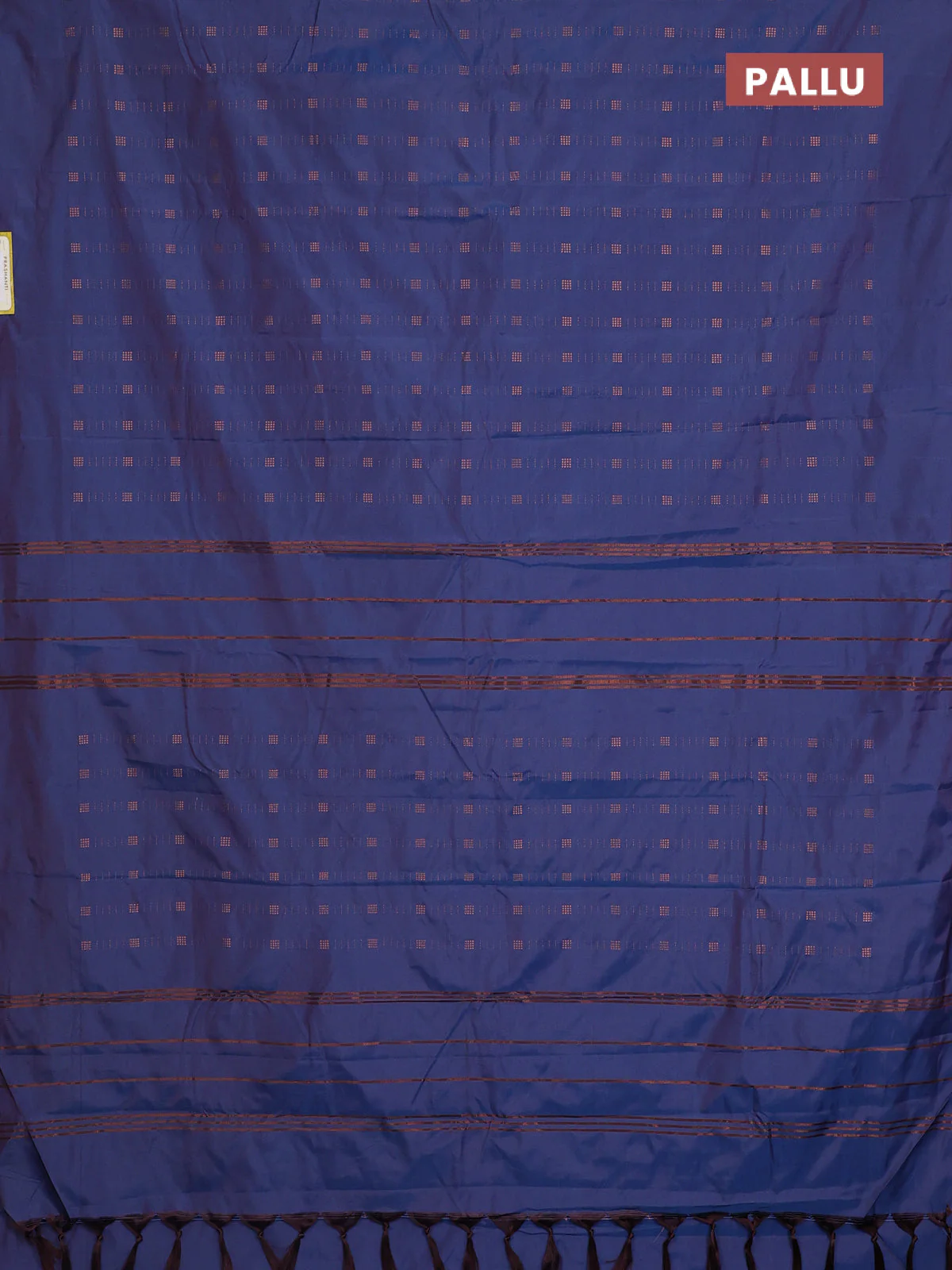 Arani semi silk saree dual shade of blue with allover copper zari weaves in borderless style - Image 3