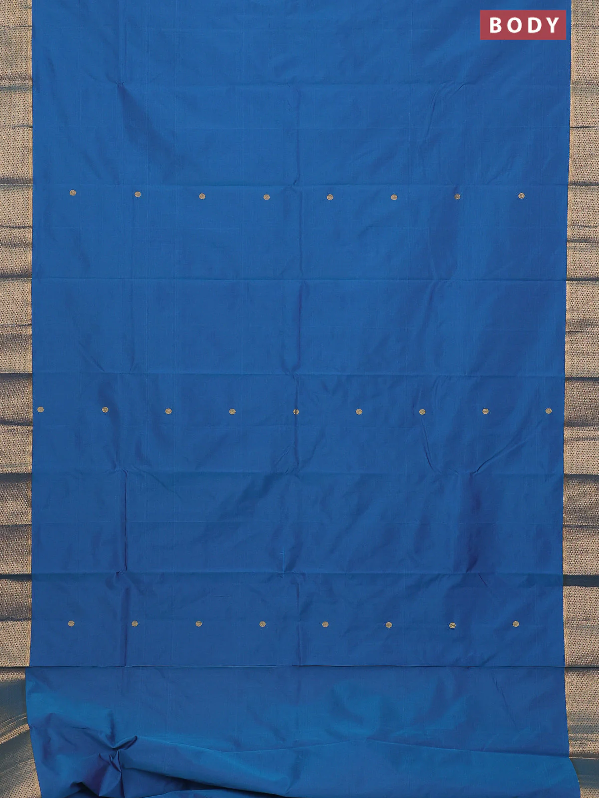 Arani semi silk saree dual shade of cs blue with zari woven buttas and zari woven border - Image 2