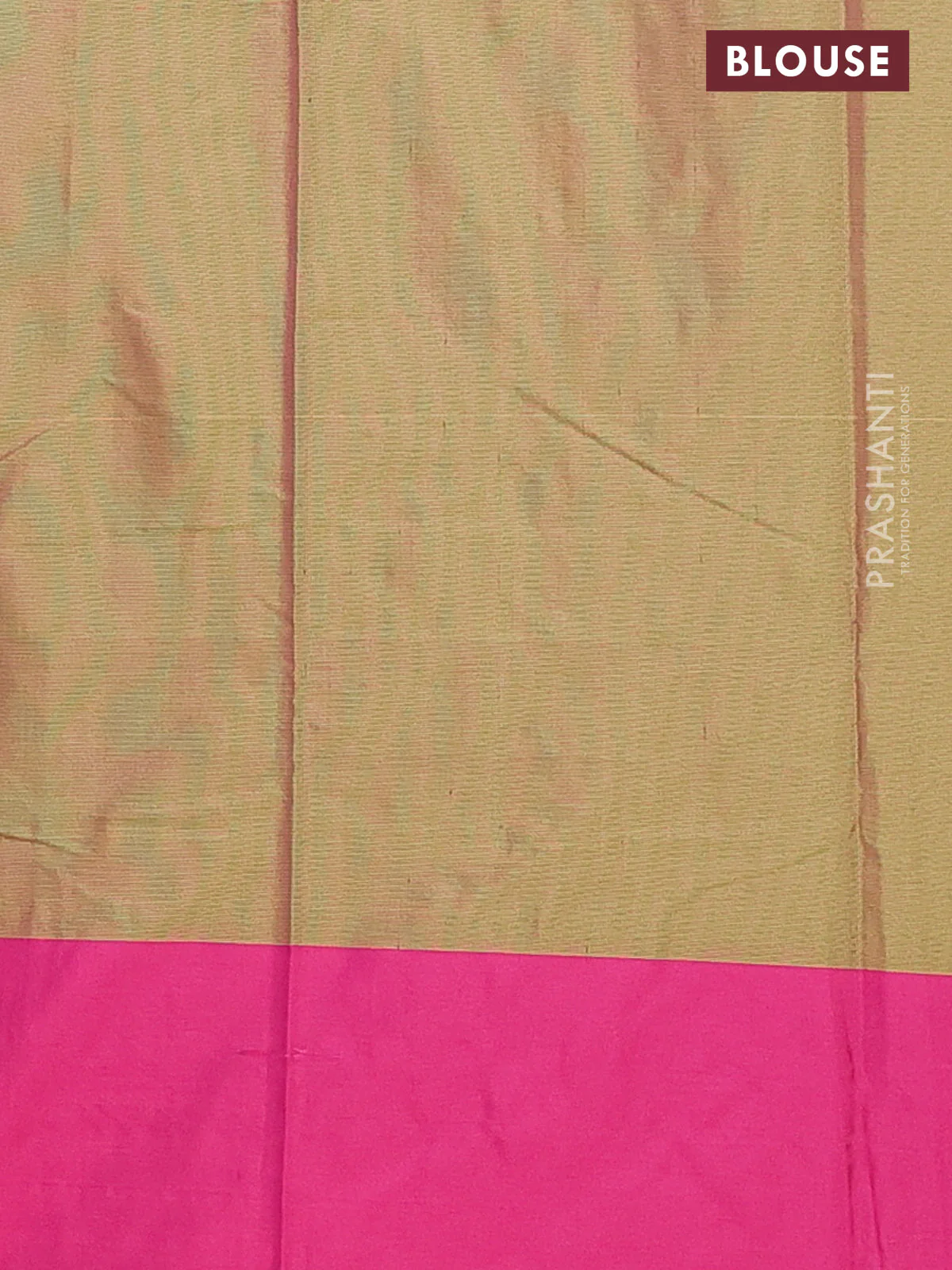 Arani semi silk saree dual shade of green and pink with allover copper zari weaves and zari checked border - Image 4