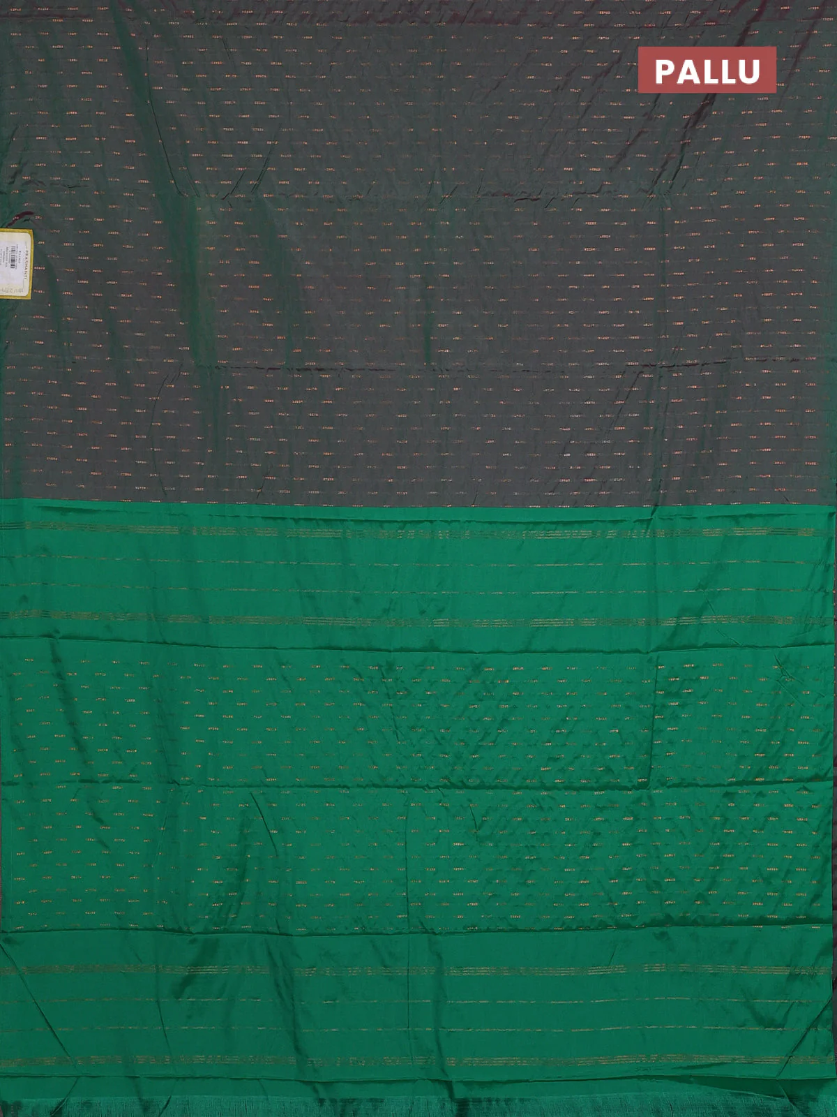 Arani semi silk saree dual shade of green with zari woven buttas in borderless style - Image 3